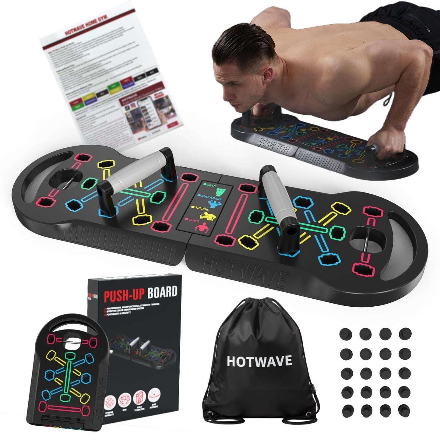 Portable 20 in 1 Push Up Board & Bar | Foldable Multifunctional Strength Trainin1