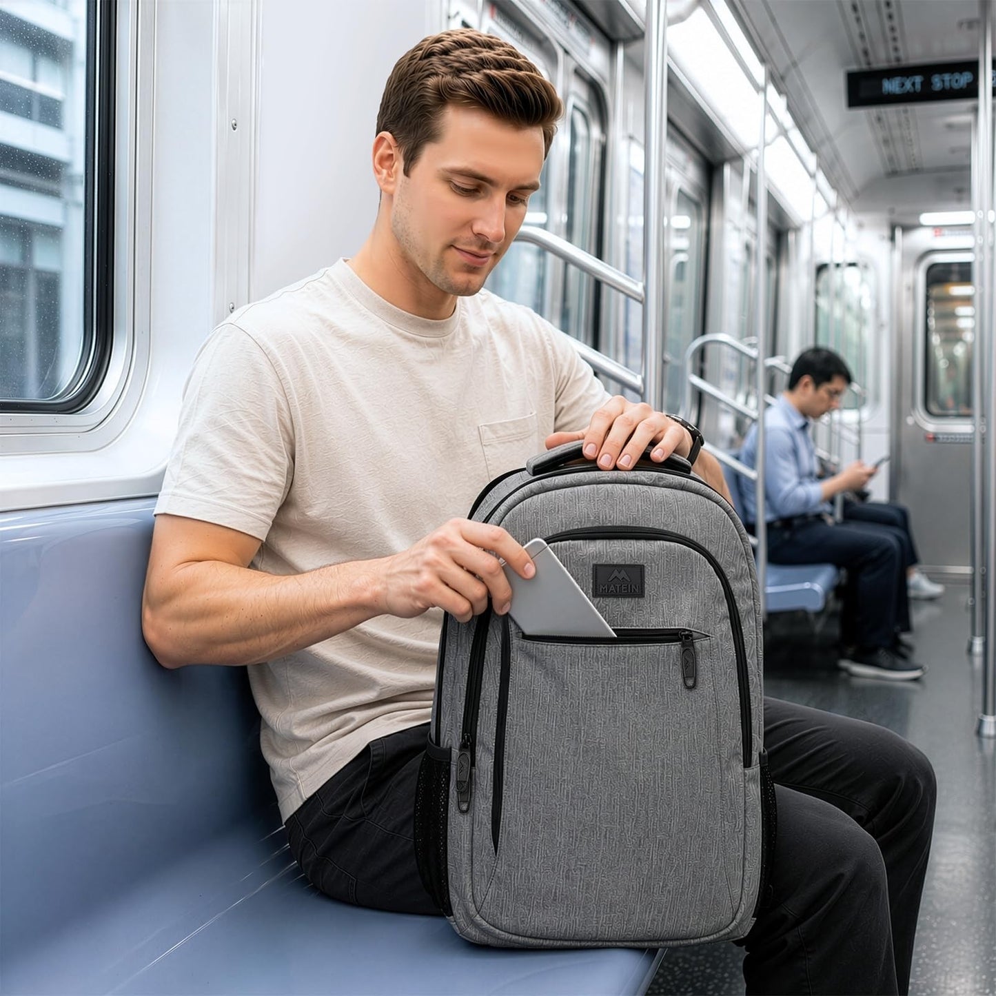 Spacious 15.6" Travel Laptop Backpack   College School Computer Bag, Grey7