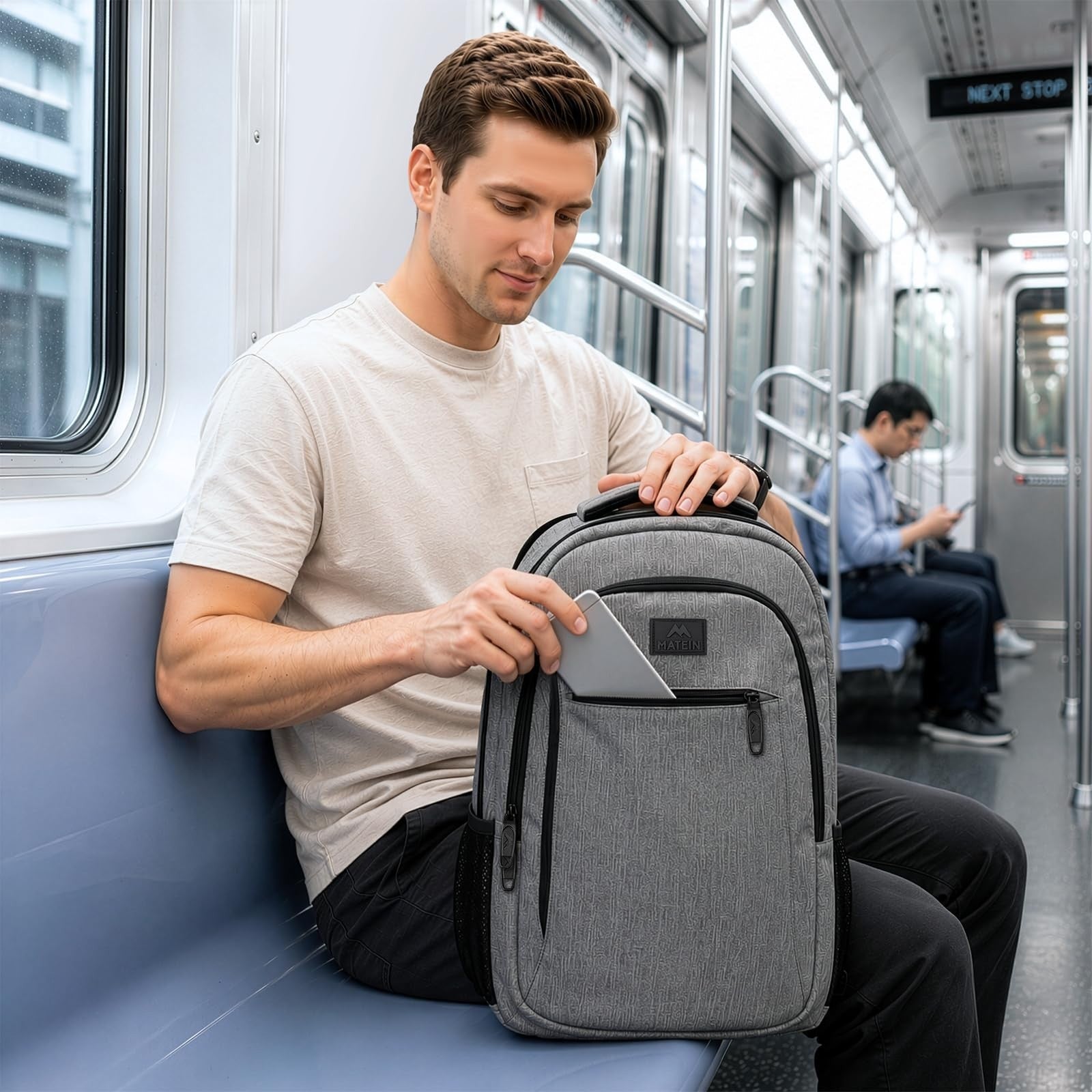 Spacious 15.6" Travel Laptop Backpack   College School Computer Bag, Grey7