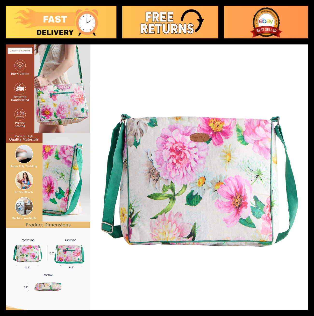 Stylish Cotton Shoulder Bag for Women   Versatile Handbag, Everyday Use, Fashion0