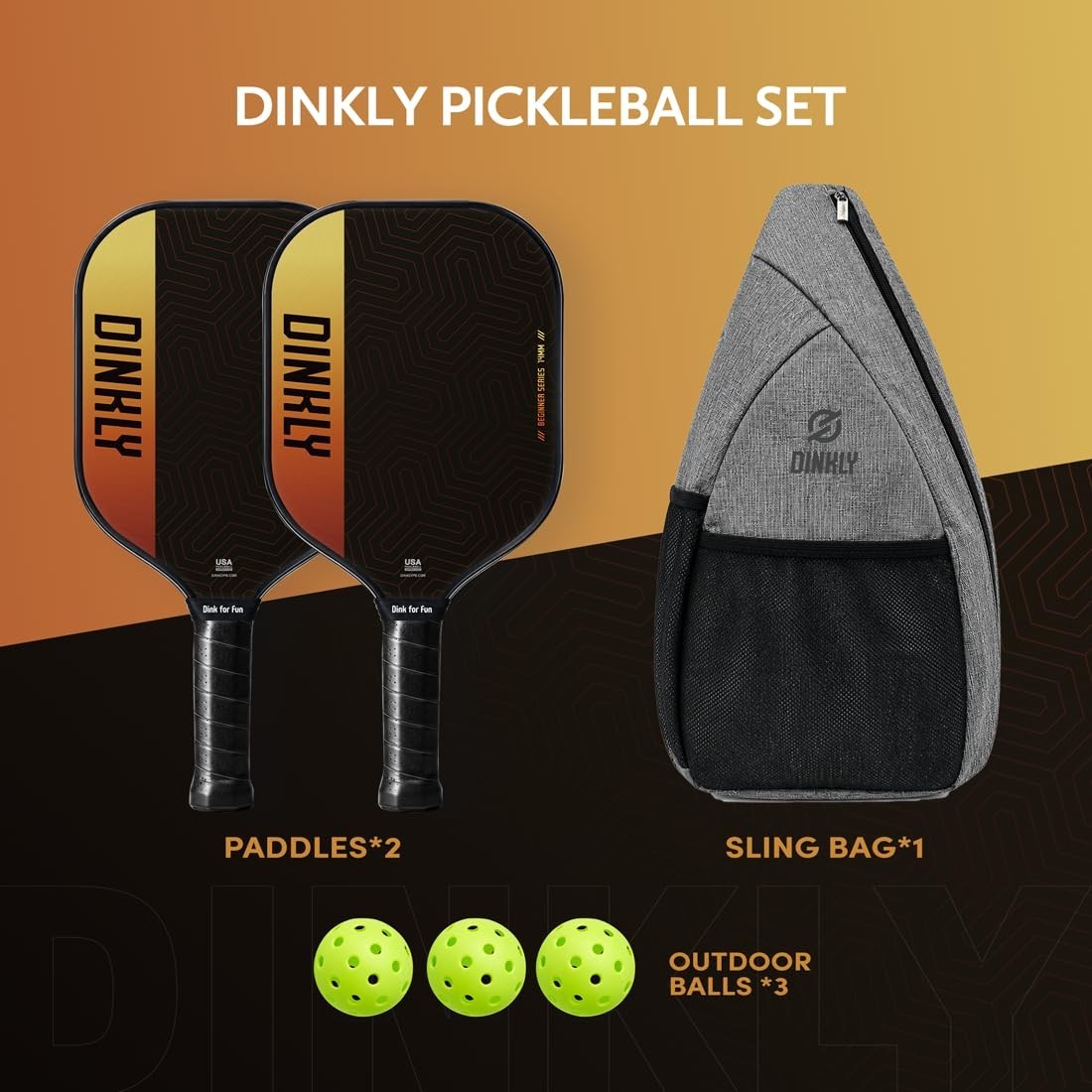 Pickleball Paddle Set of 2/4 - USAPA Approved Graphite/Fiberglass Rackets, 4 Bal4
