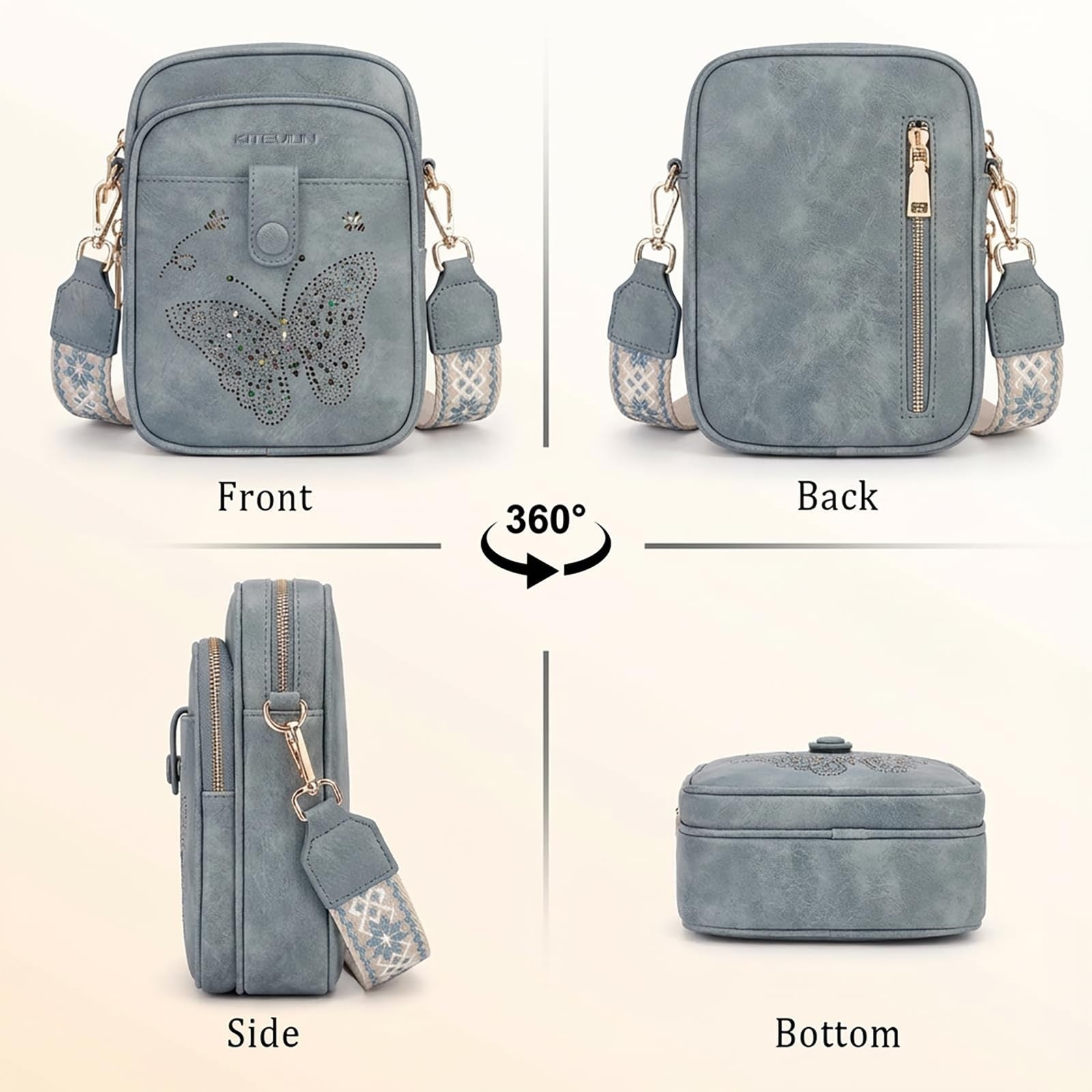 Leather Crossbody Bag for Women - Small Shoulder Purse with Adjustable Strap & R6