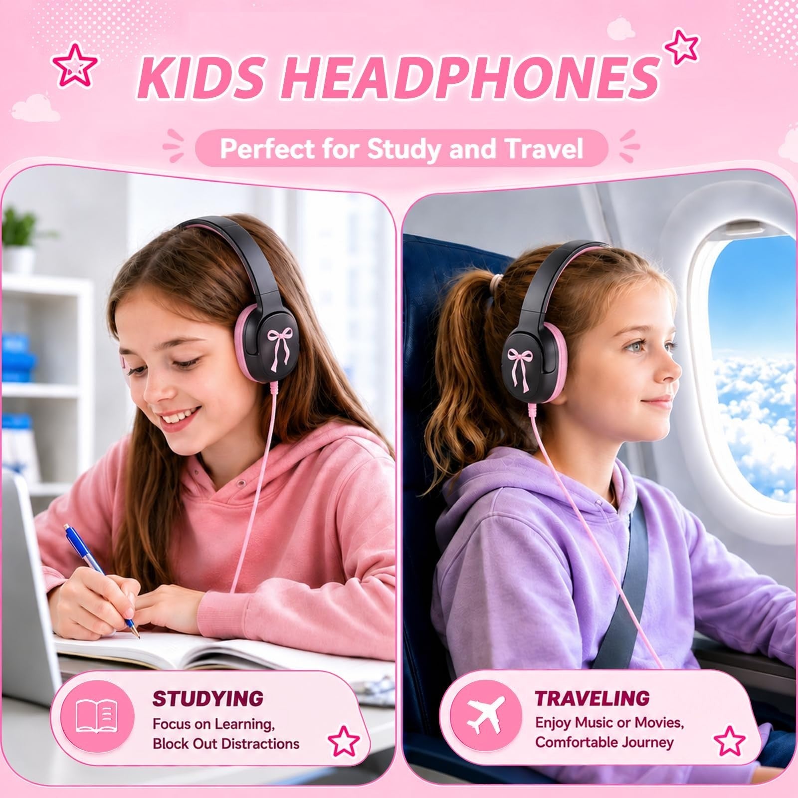 Stylish Girls Backpack with Wired Headphones, School Bag for Teens & Kids3