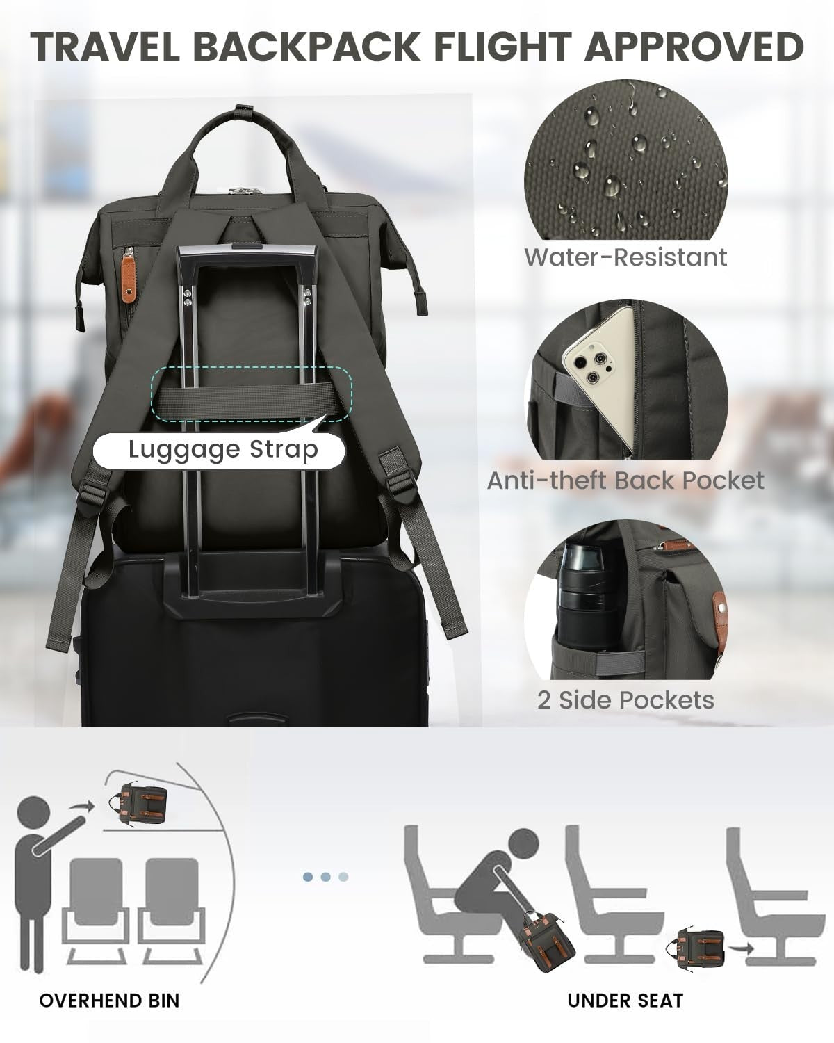 Stylish 15.6" Laptop Backpack for Women   Work, Travel, College, Commuter Bag, D4