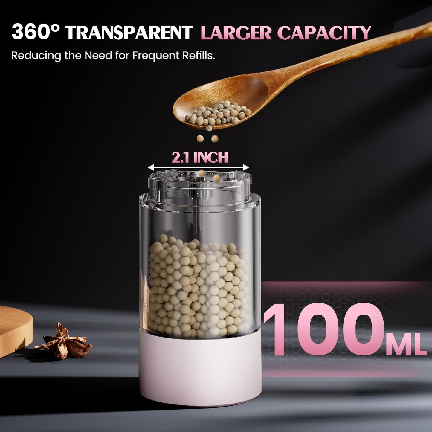 Automatic Salt and Pepper Grinder Set   Large Capacity, Pink   Perfect Housewarm4