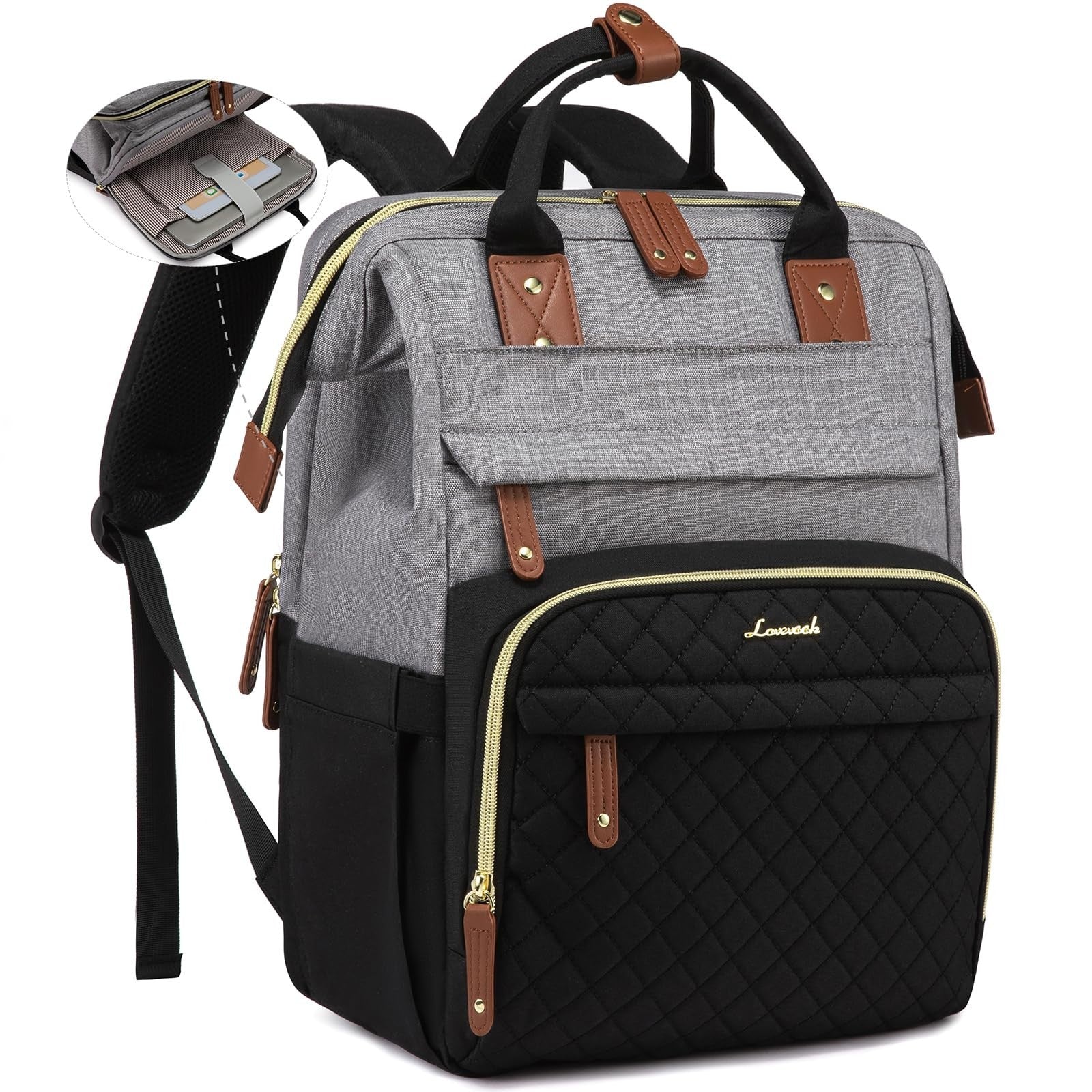Waterproof 15.6" Laptop Backpack for Women, Travel Work Bag, College Purse, Nurs1