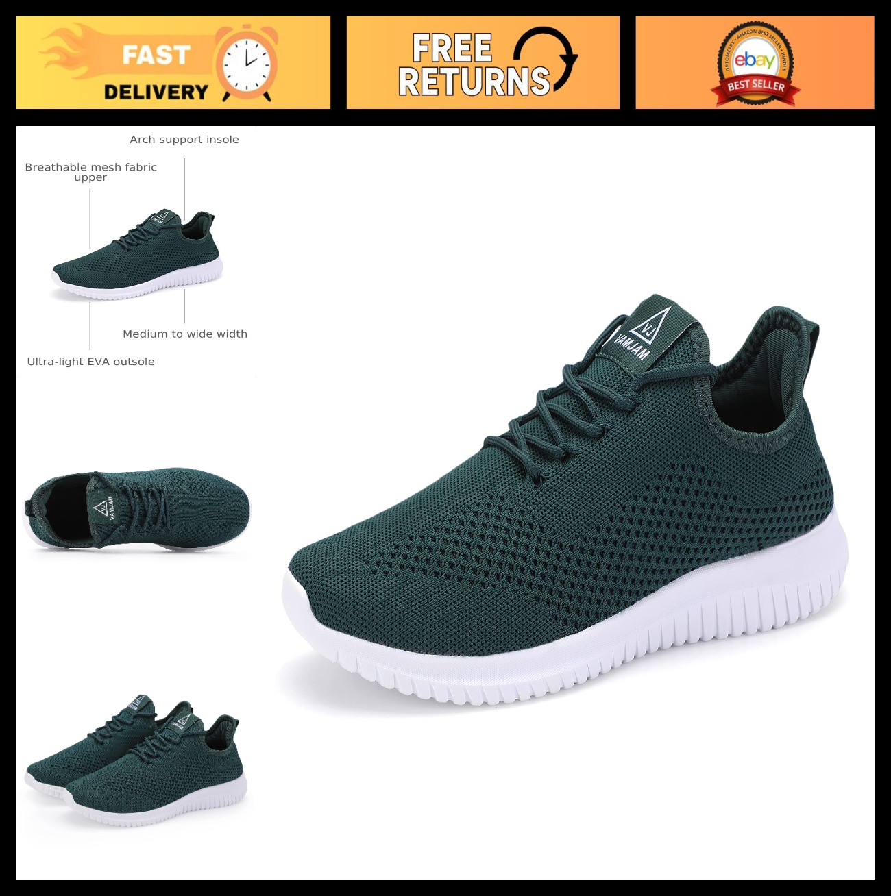 Ultra Lightweight Men's Running Shoes - Breathable Non-Slip Athletic Sneakers, C0
