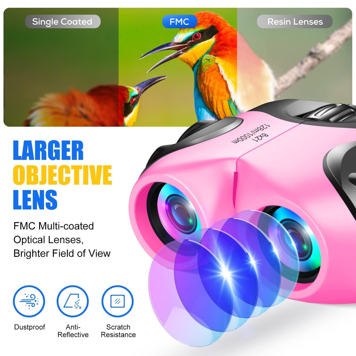 Compact Kids Binoculars   High Resolution, Shockproof, Lightweight, Travel Frien3