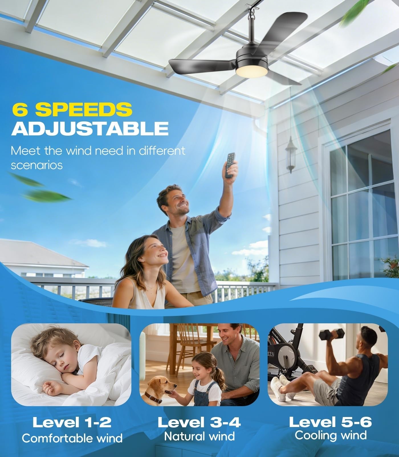 28" Dimmable Ceiling Fan Light with 16.5ft Cord, Reversible Portable Hook for Pa2