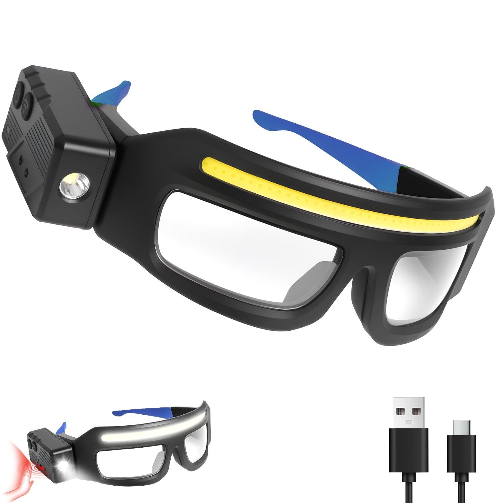 Adjustable Motion Sensor Headlamp Glasses   Rechargeable Safety Light for Campin1