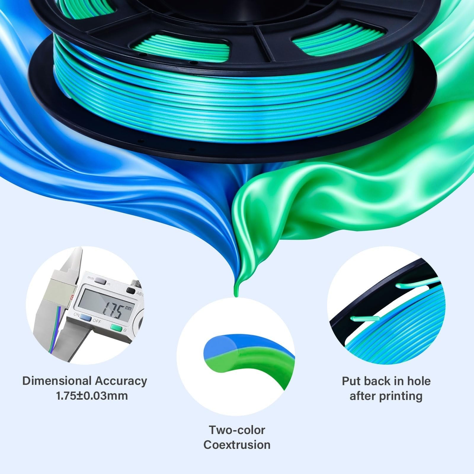 Dual-Color PLA Filament 1kg, 4x250g, Silk & Matte Finishes, FDM Printer Compatib2