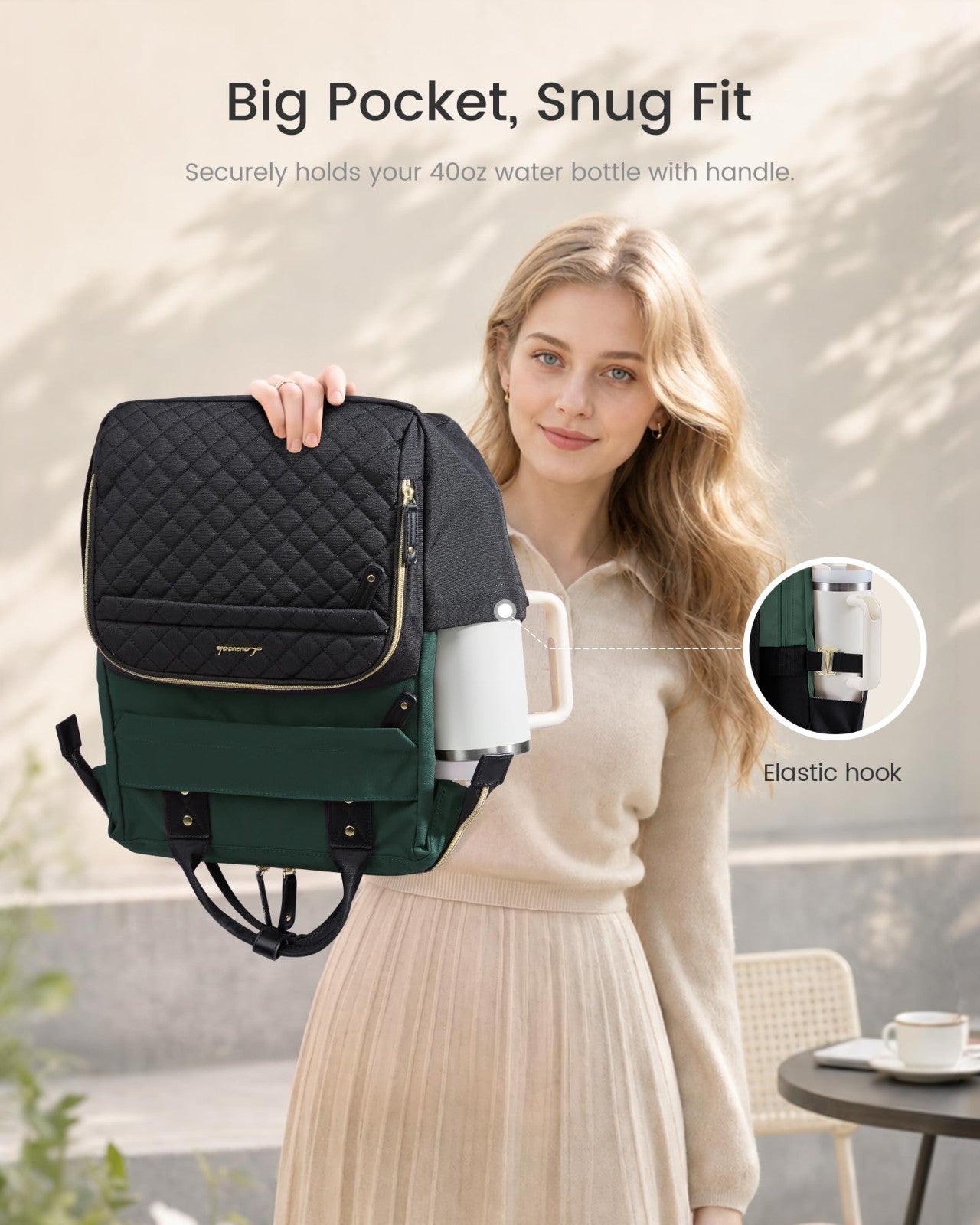 Quilted Laptop Backpack for Women   Stylish Work Bag, Teacher & Nurse Purse2