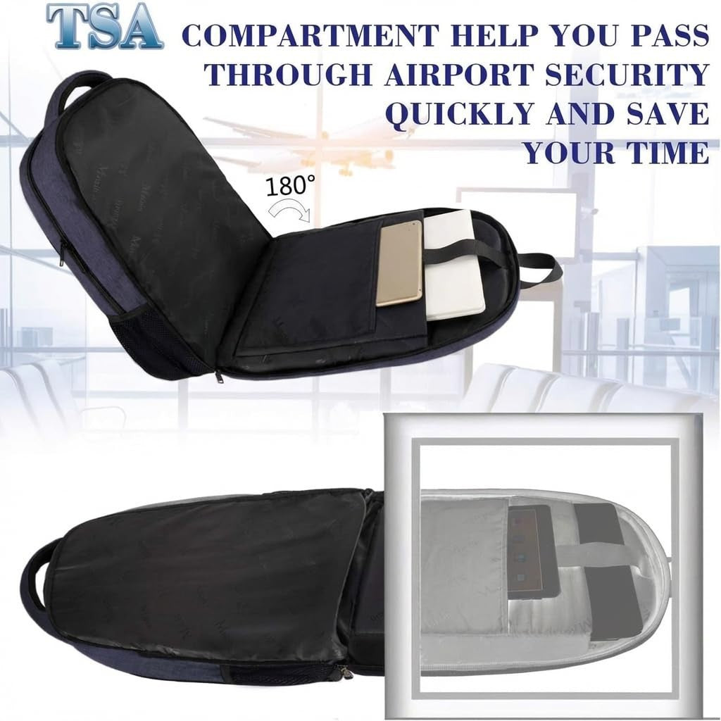Heavy Duty Blue Backpack for 17" Laptop, Durable Computer Bookbag, Travel Bag1