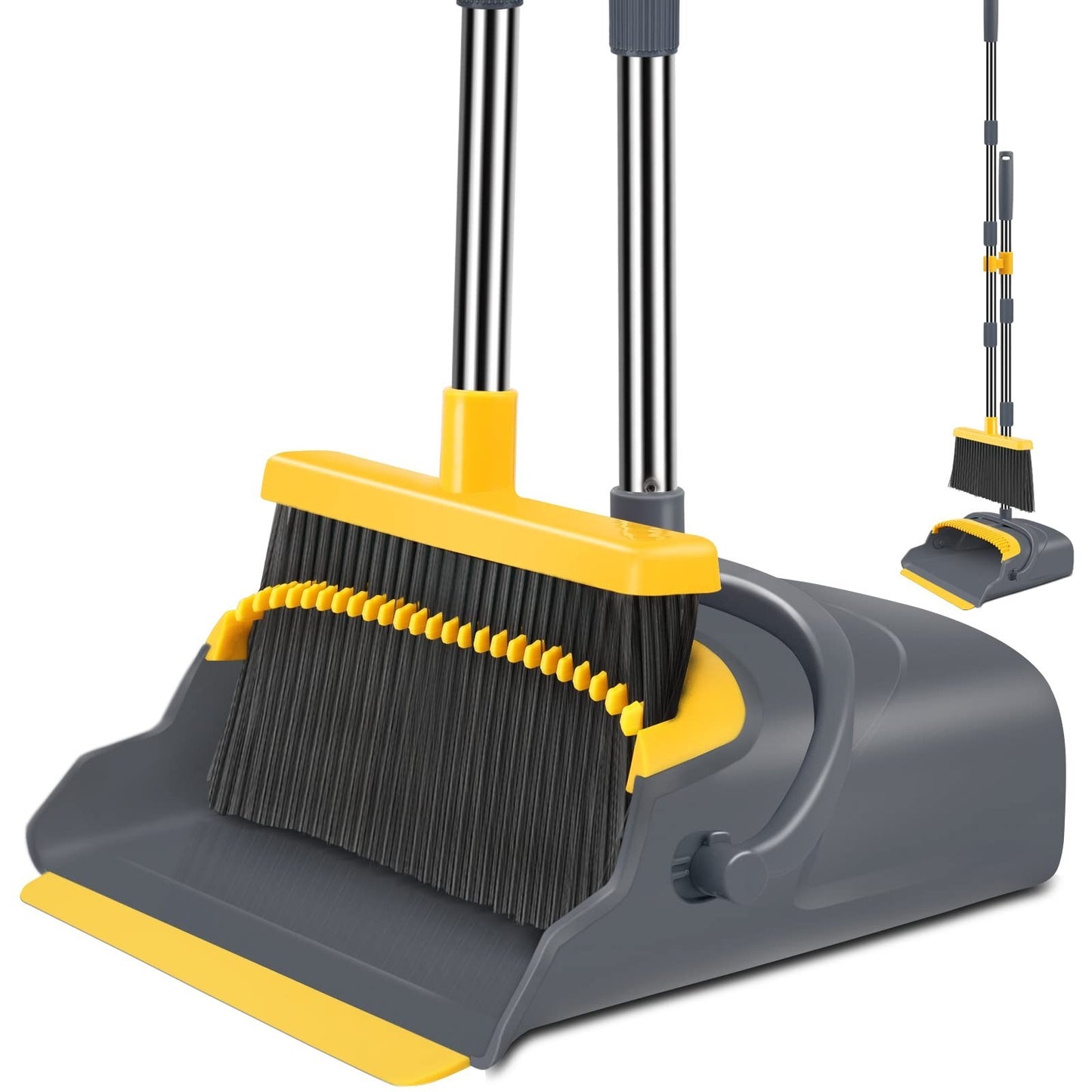 Self-Cleaning Broom and Dustpan Set - Stand Up Combo for Indoor & Outdoor Use1