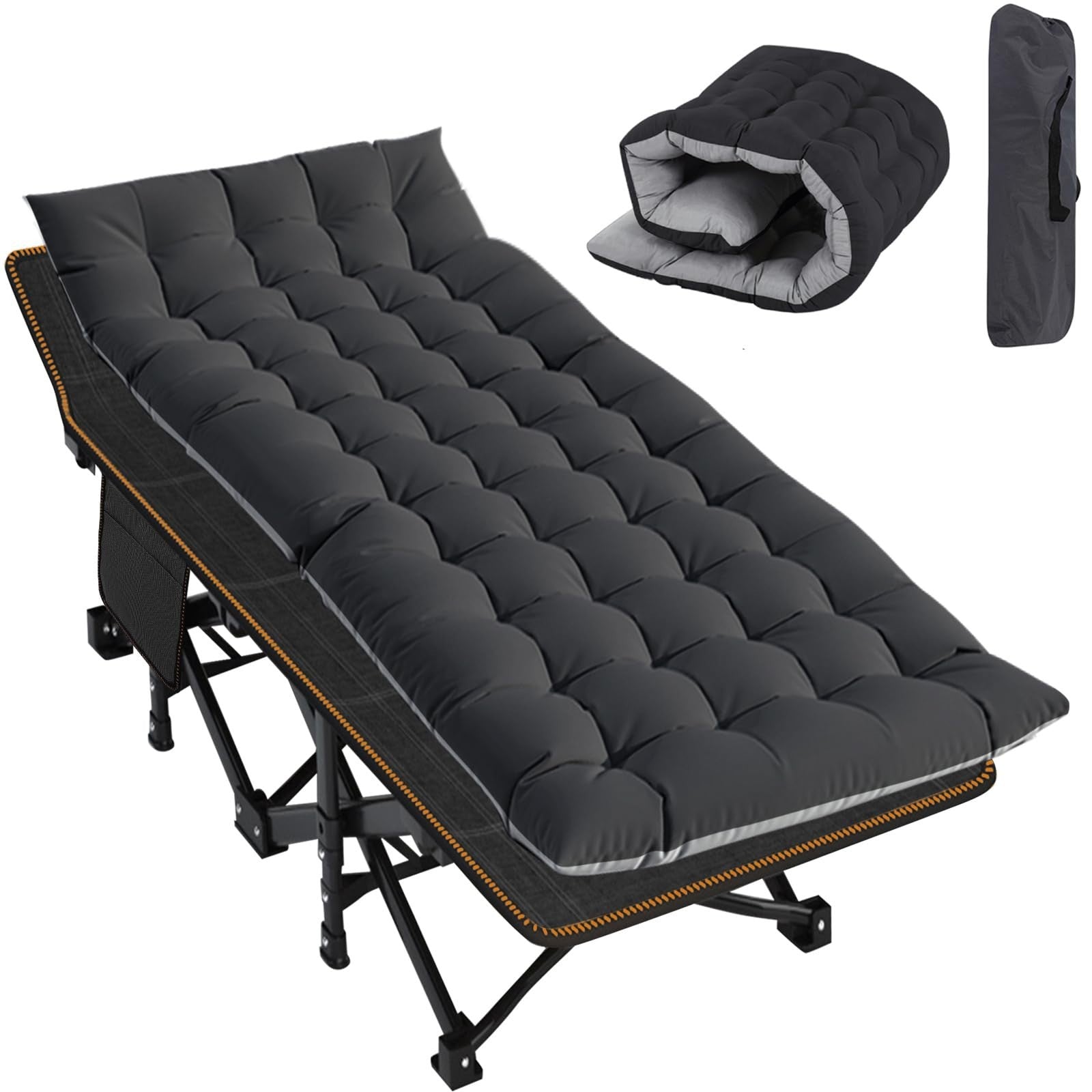 Folding Camping Cot for Adults, 28" Wide, 880 lbs Capacity, Padded with Carry Ba1
