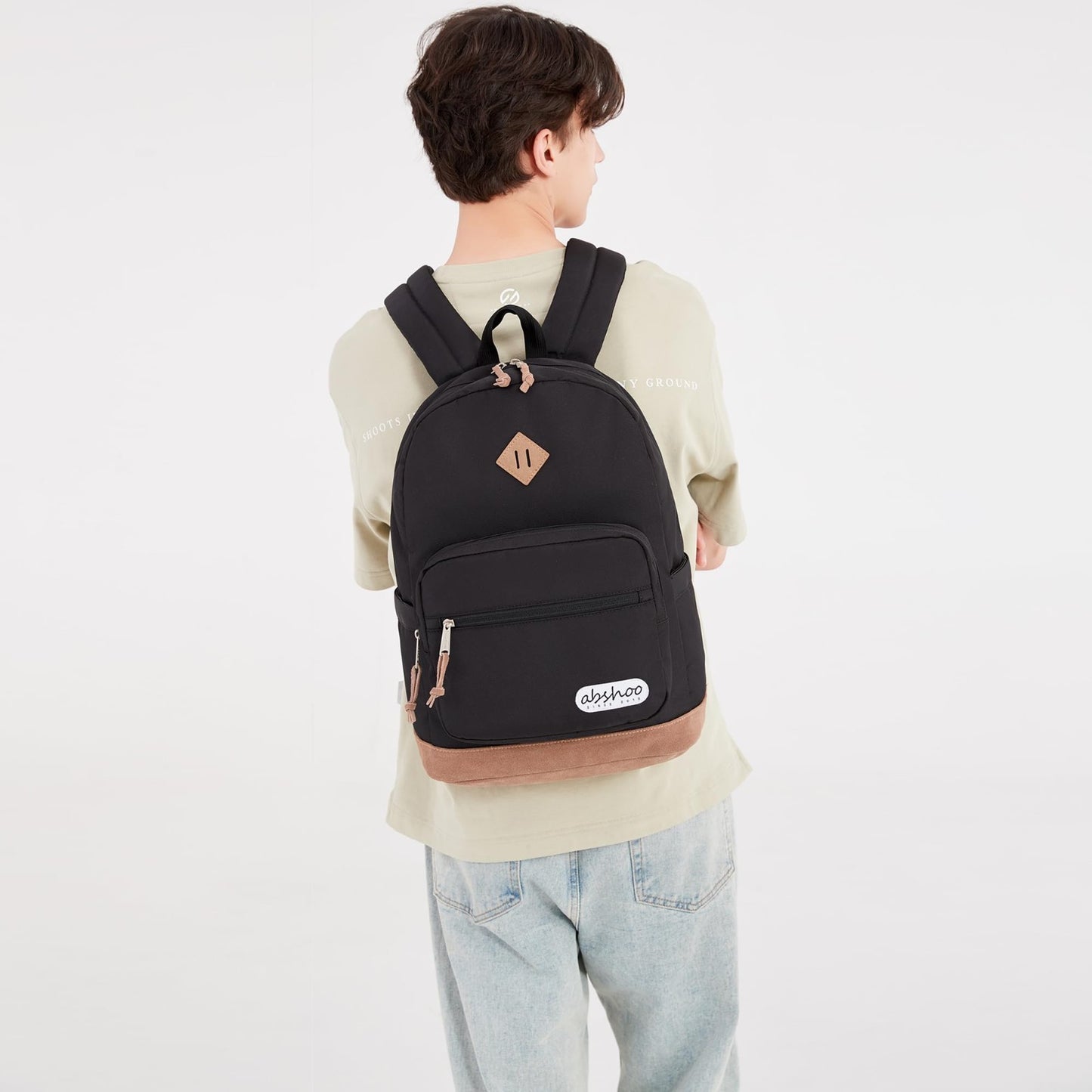 Classic School Backpack for College, Teen Bookbag, Casual Daypack   Black2