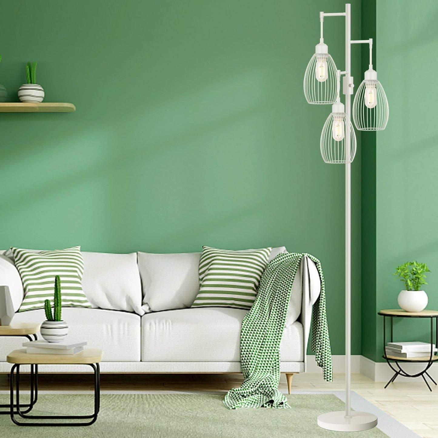 Dimmable Floor Lamp with 3 LED Edison Bulbs, Industrial Teardrop Design for Home2