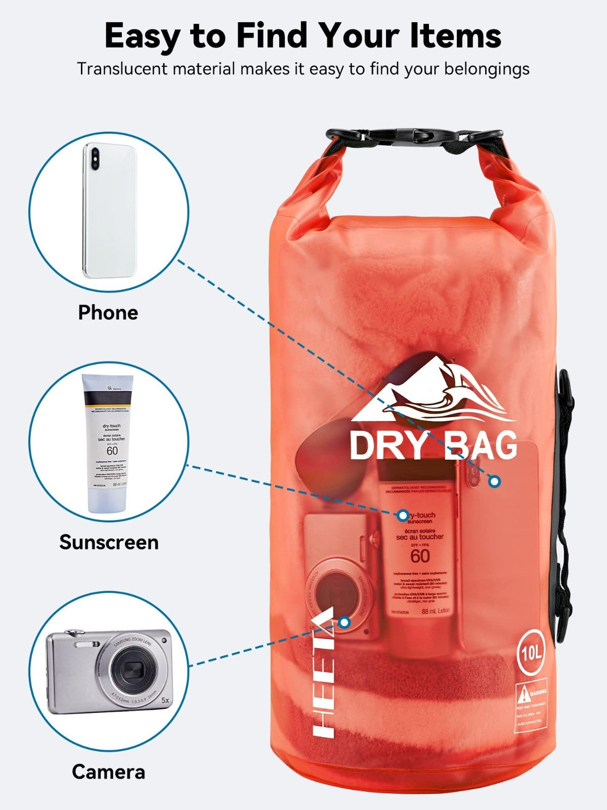 Waterproof Dry Bag for Travel, Kayaking, Boating - Lightweight Roll Top Storage6