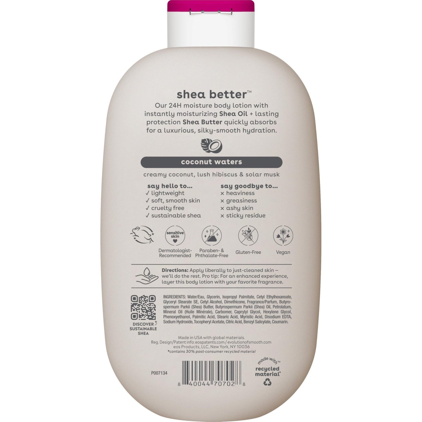 Moisturizing Shea Butter Body Lotion   Coconut Waters, 16 fl oz, Hydrating Skin10