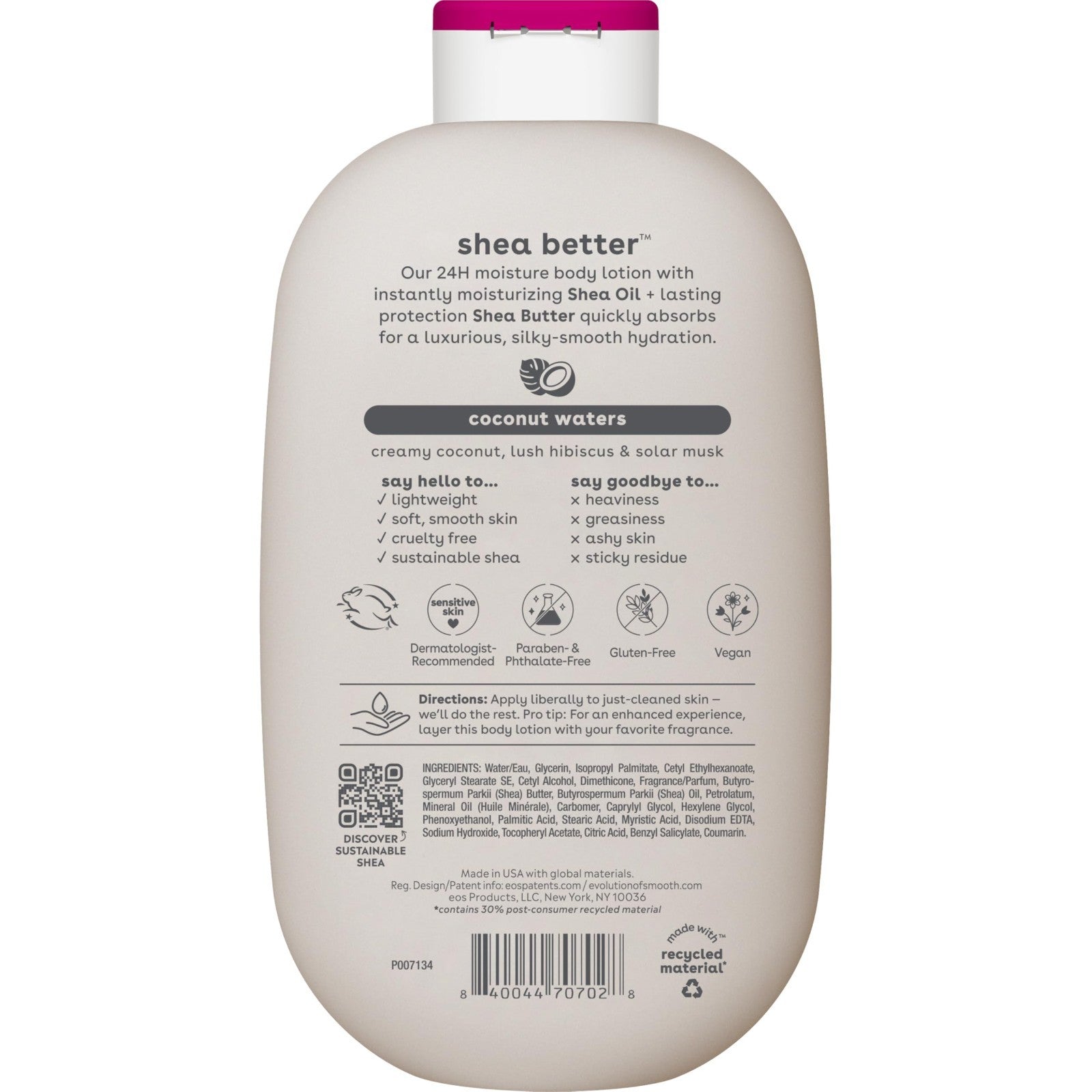 Moisturizing Shea Butter Body Lotion   Coconut Waters, 16 fl oz, Hydrating Skin10