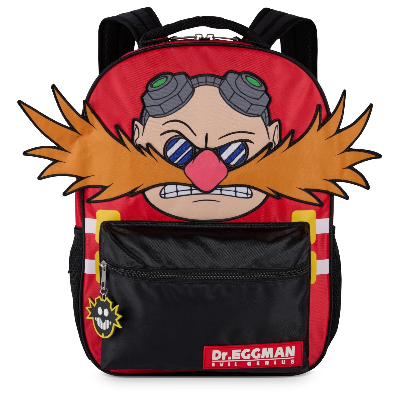 Sonic The Hedgehog Backpack 16" Schoolbag for Kids, Dr. Eggman Face & Dangle Toy0