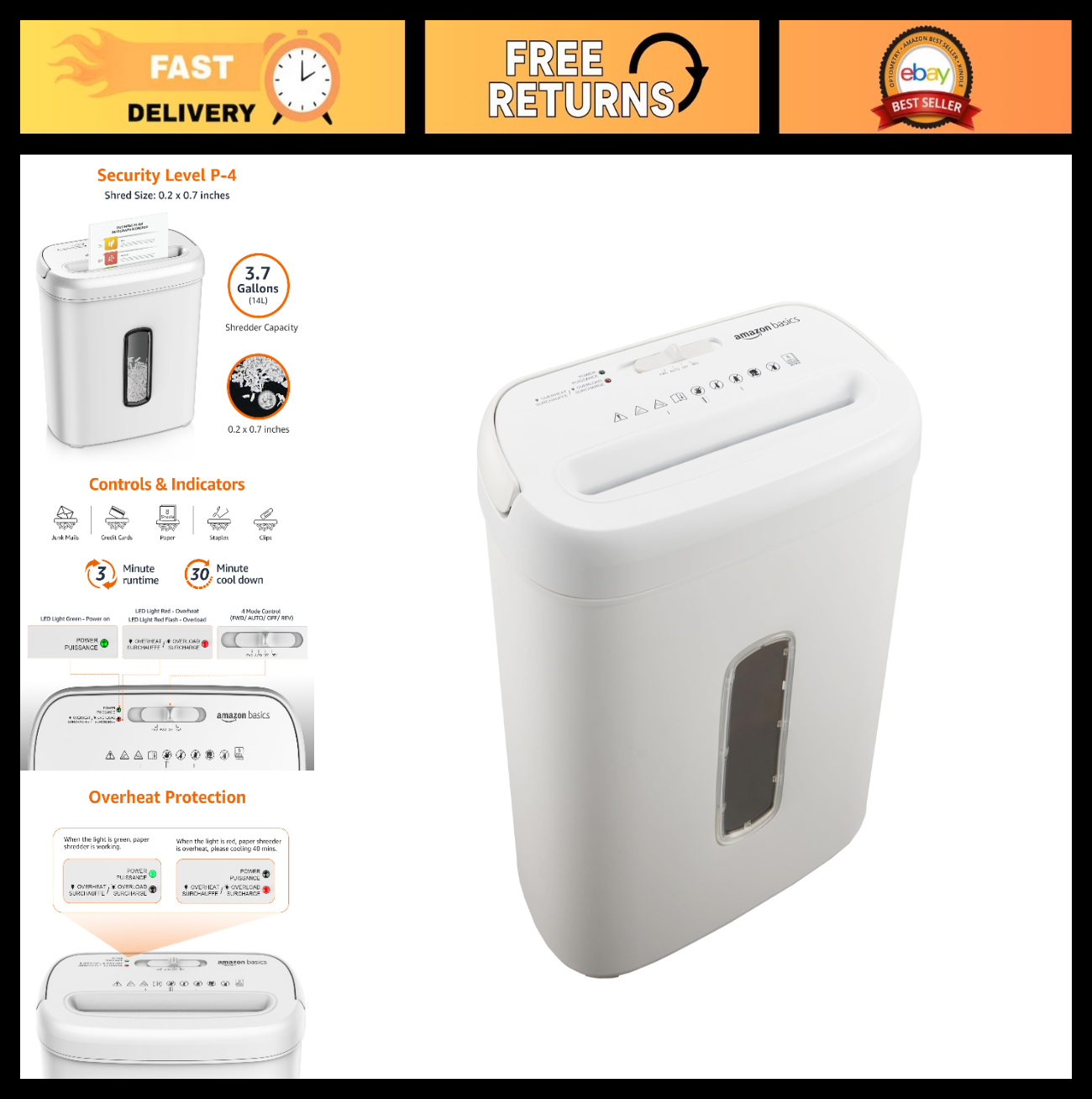 8 Sheet Cross Cut Shredder for Paper & Credit Cards, Heavy Duty Security, White0