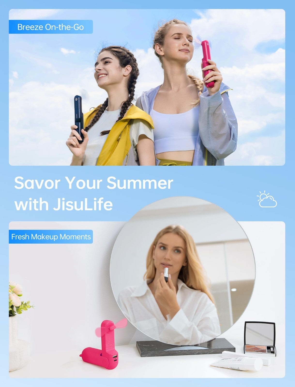 3 in 1 Portable Fan with Power Bank & Flashlight | USB Rechargeable, 19H Cooling5