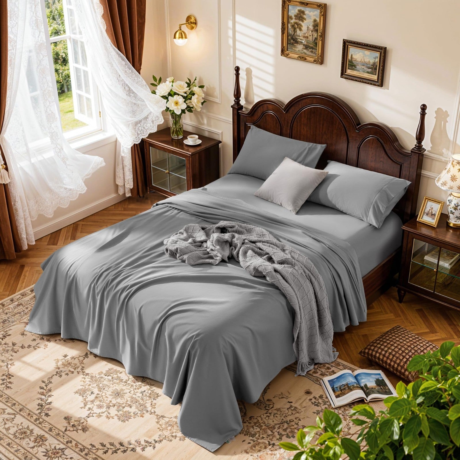 1000 Thread Count Egyptian Cotton King Size Sheet Set   4 Piece, Deep Pocket, So1