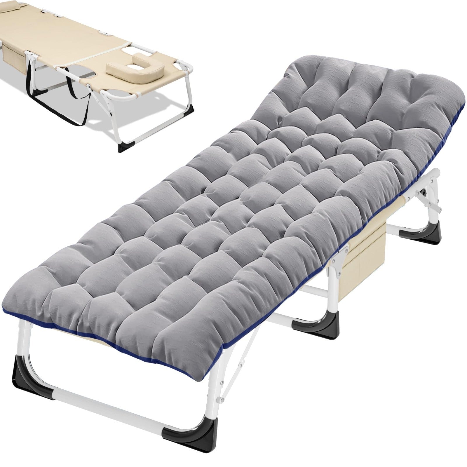 Extra Wide 28" Folding Camping Cot for Adults | Heavy Duty 440 lbs Capacity, Qui1