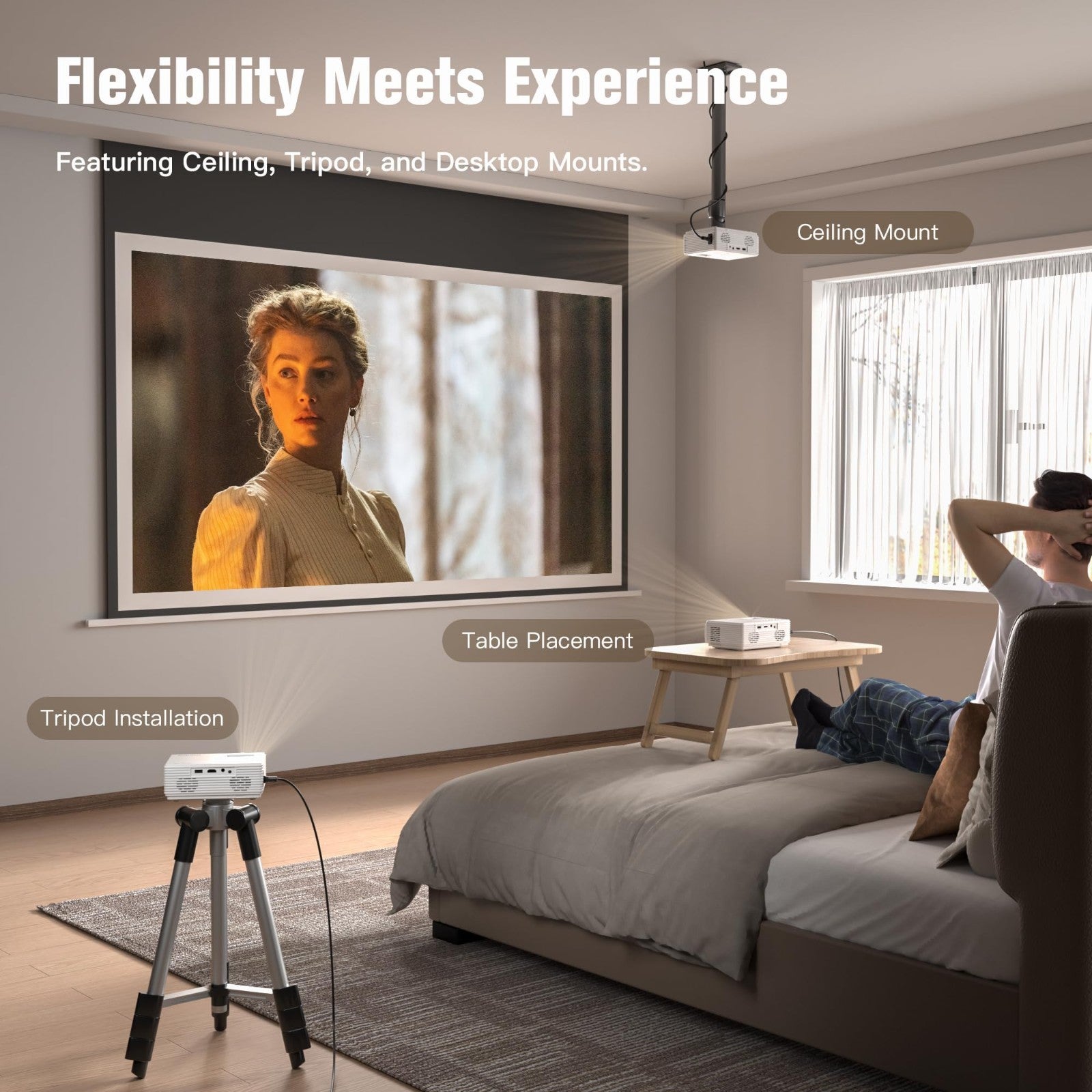 Mini Projector Full HD 1080P, Upgraded Home Theater Projector, HDMI/USB Compatib5
