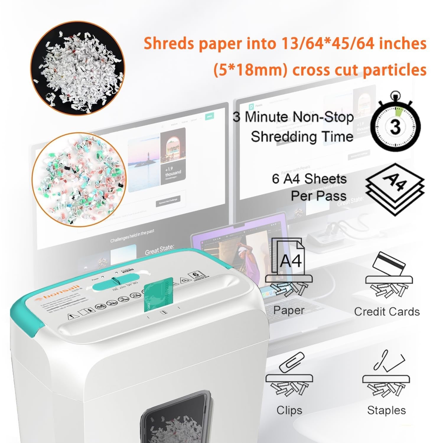 6 Sheet Cross Cut Paper Shredder for Home Office, Credit Card & Staple Shredding5