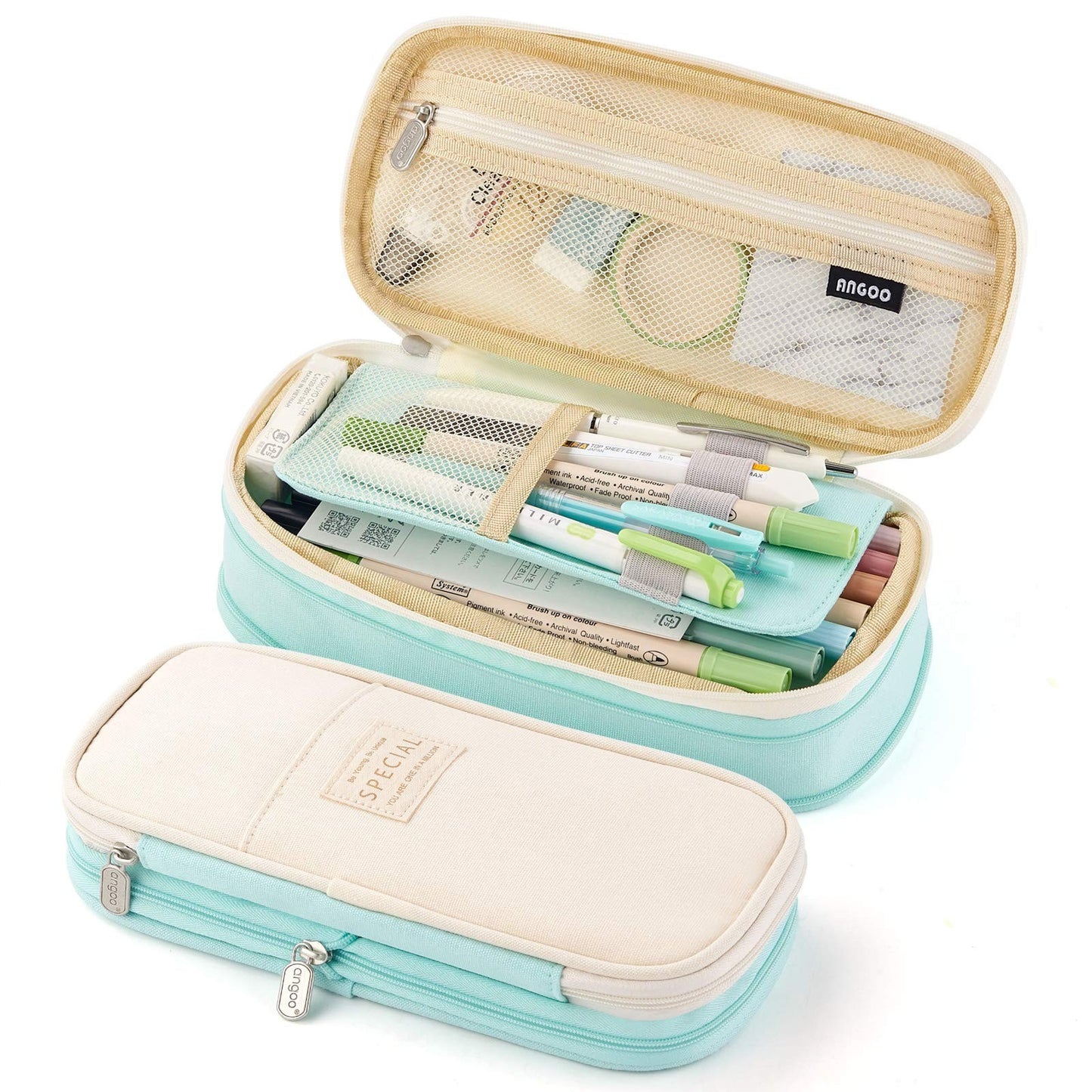 Large Capacity Pencil Case   Office & School Storage Pouch, Organizer Bag   Blue1