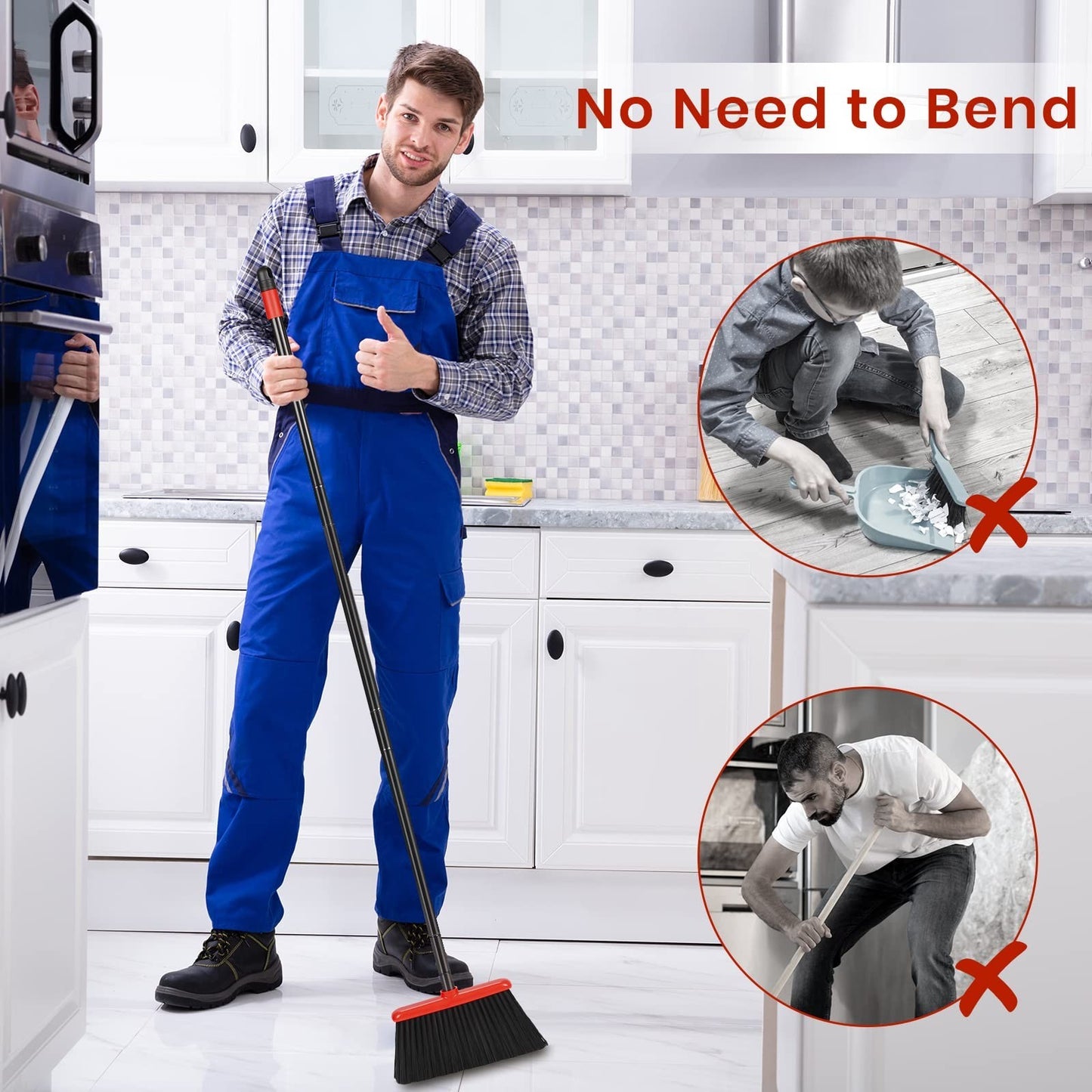 52" Broom and Dustpan Set - Heavy Duty Cleaning Combo for Home, Office & Garage3