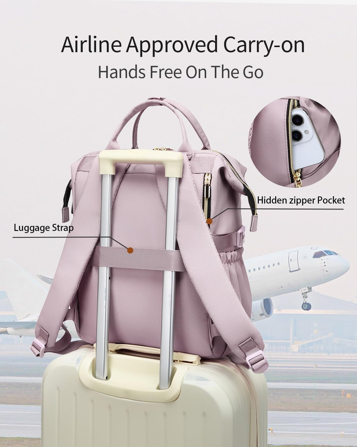Stylish Laptop Backpack for Women   College Bookbag with USB Charger & Cup Holde4