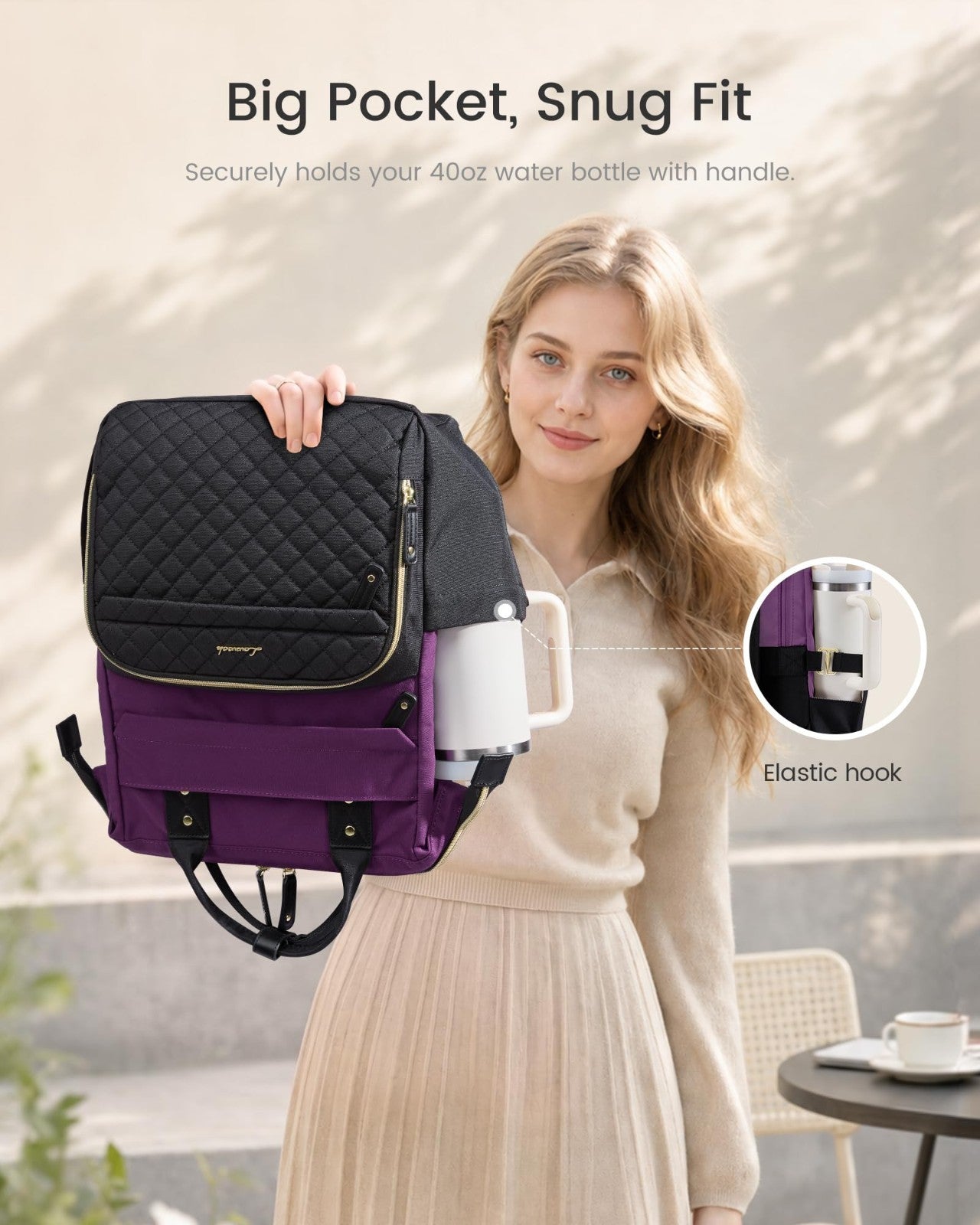 Quilted Laptop Backpack for Women   Stylish Work, Teacher, Nurse Purse Bag2