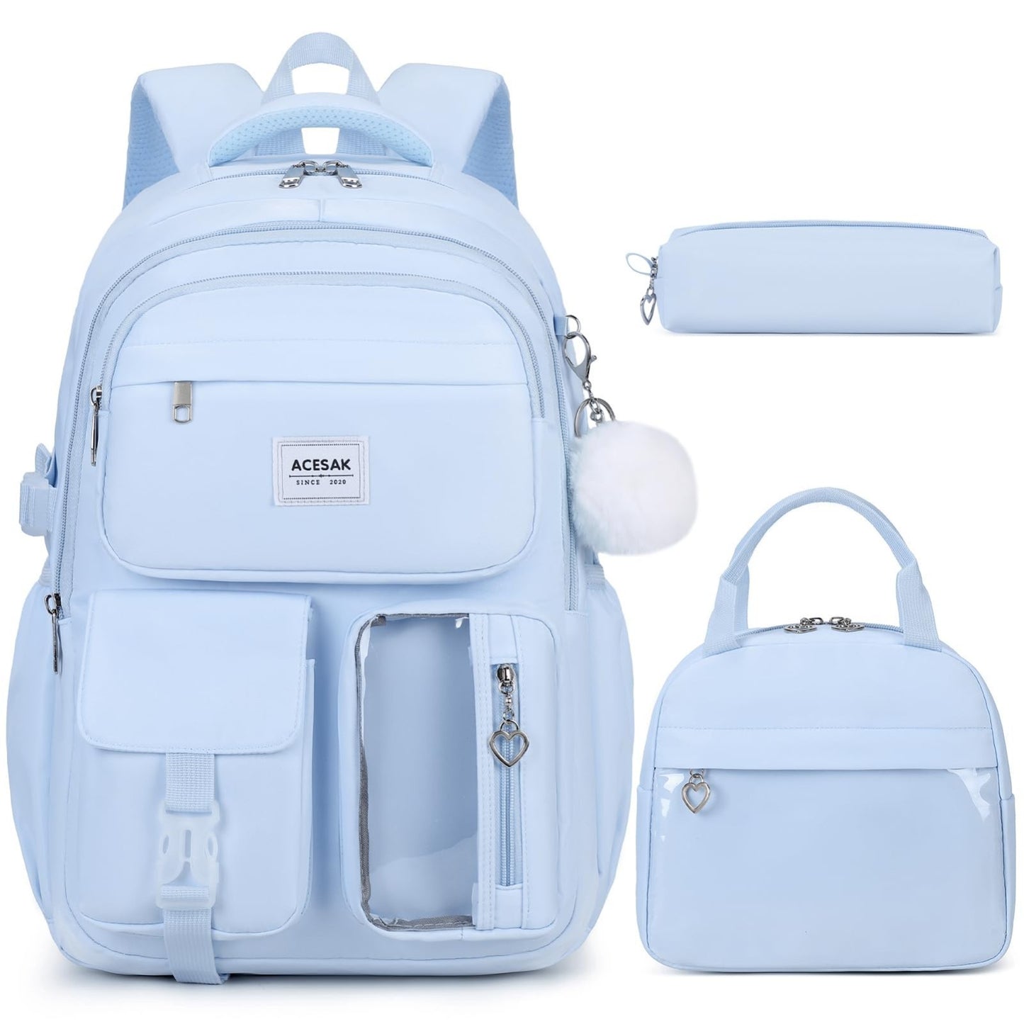 Stylish Girls Backpack with Lunch Bag & Pencil Pouch   Teen School Bookbag, Trav0