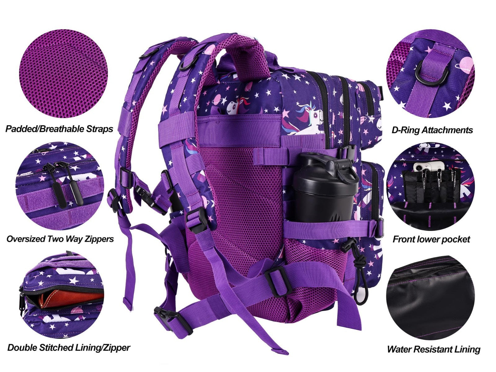 Tactical Military Backpack 25L/35L Army Assault Pack Rucksack with Bottle Holder3