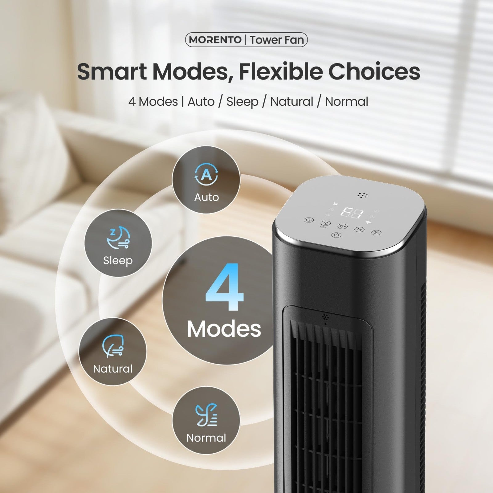 Smart Tower Fan with Remote Control, WiFi/App/Voice, 36 Inch, Ultra Quiet 25dB,5