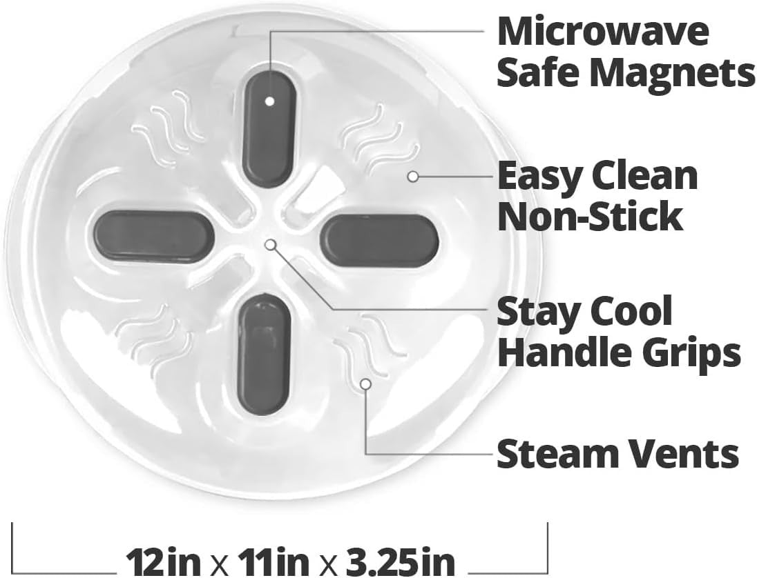 Magnetic Microwave Splatter Cover   12" BPA Free, Vented Lid, Anti Splash, Dishw8