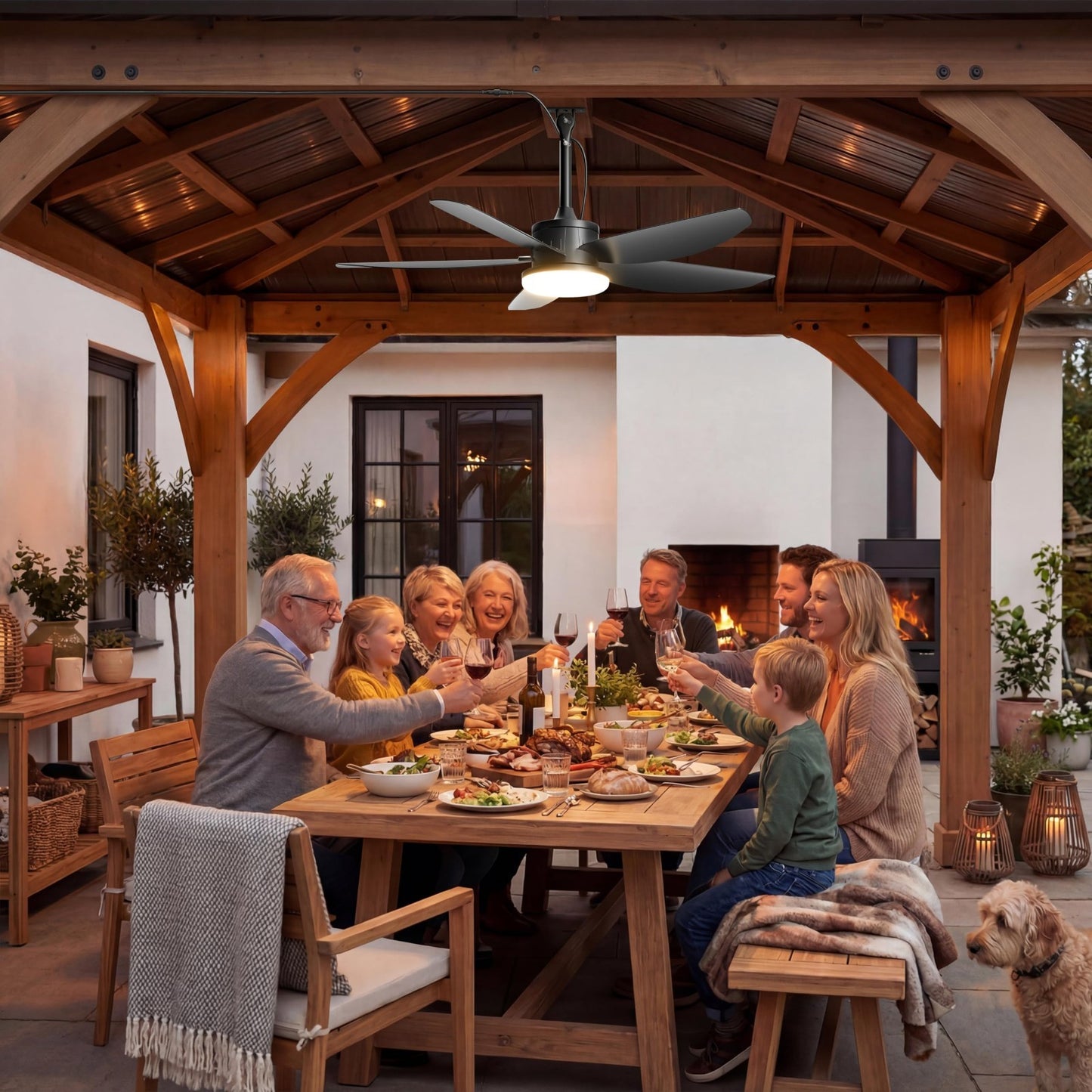 42" Waterproof Outdoor Ceiling Fan with Lights, Remote Control, Quiet DC Motor,5