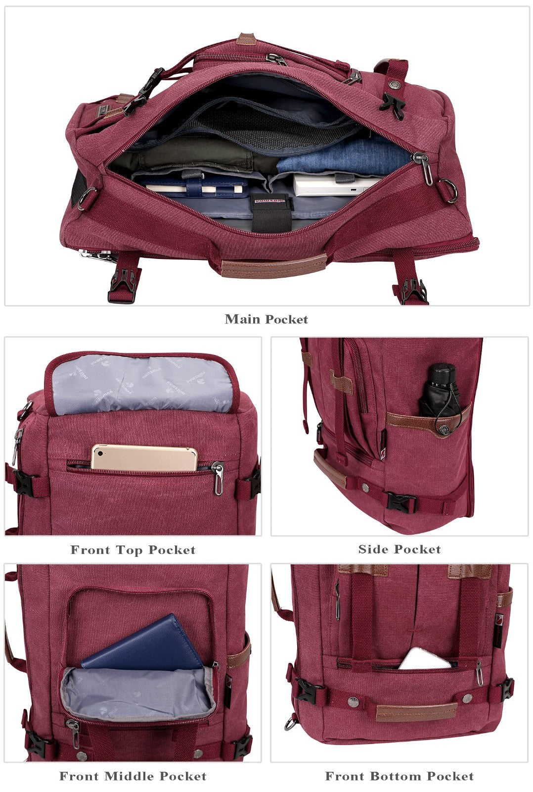 Vintage Canvas Travel Backpack for Women, Stylish Laptop Bag, Durable & Spacious3