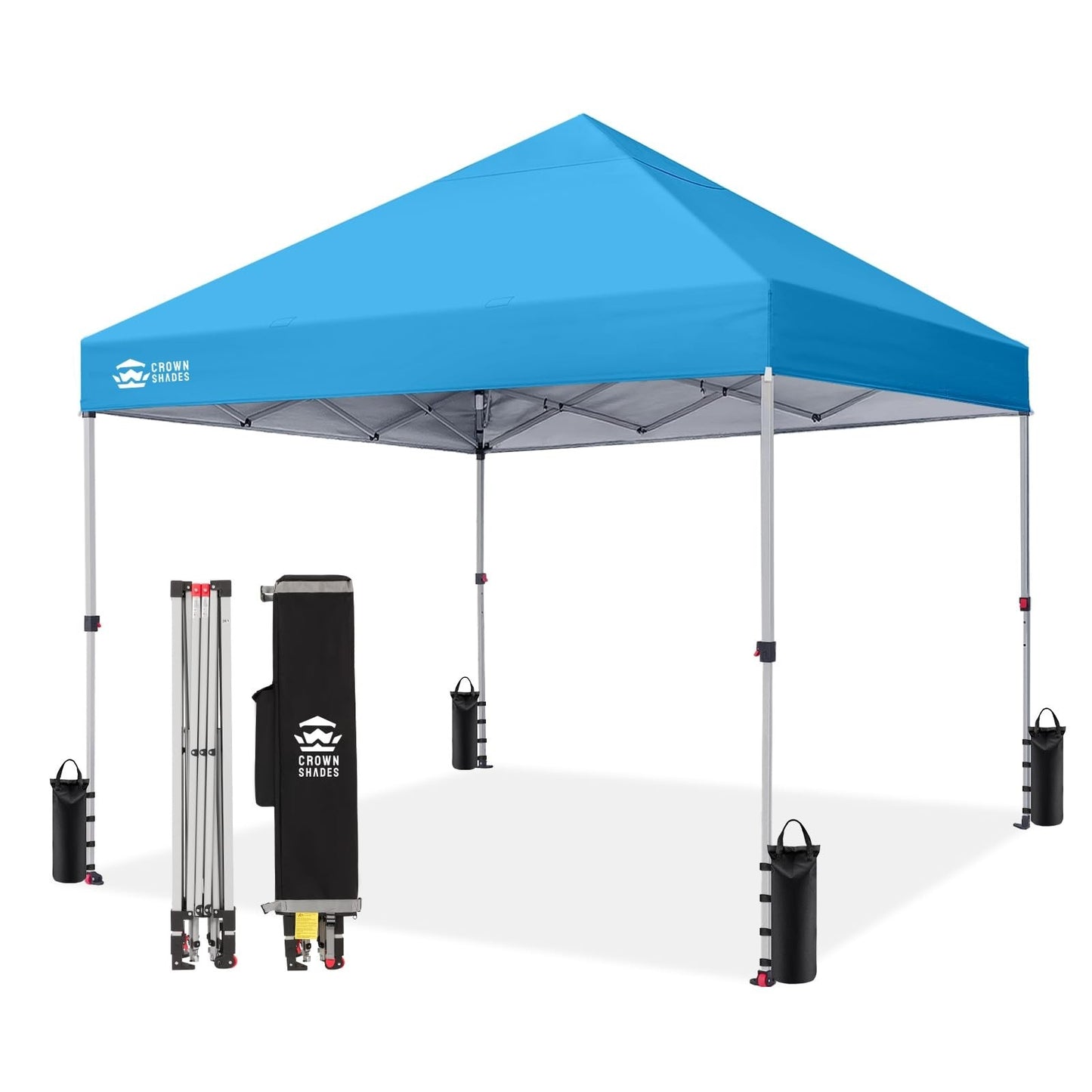 8x8 Pop Up Canopy Tent   Easy One Push Setup, Sky Blue Sun Shade for Events, Cam1