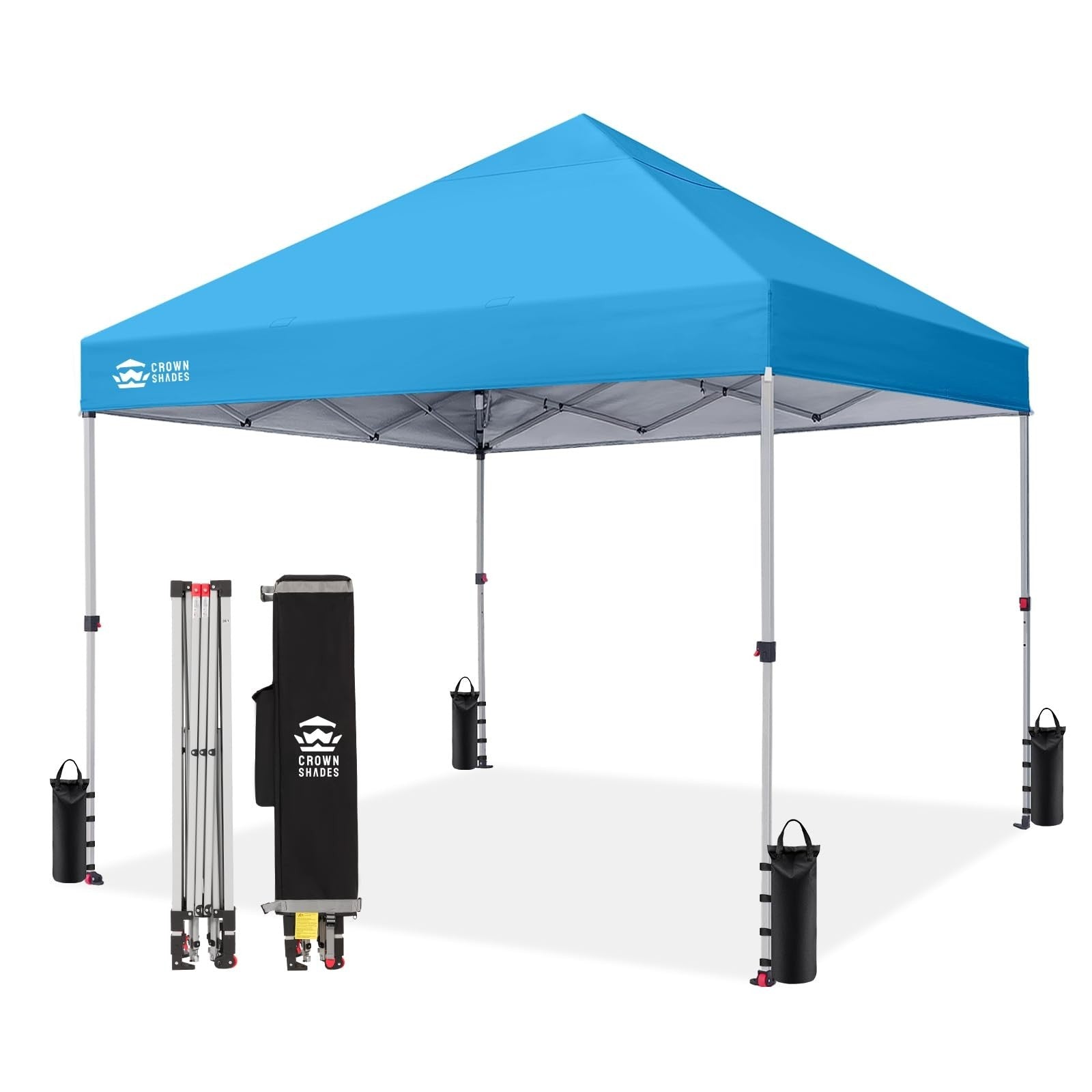 8x8 Pop Up Canopy Tent   Easy One Push Setup, Sky Blue Sun Shade for Events, Cam1