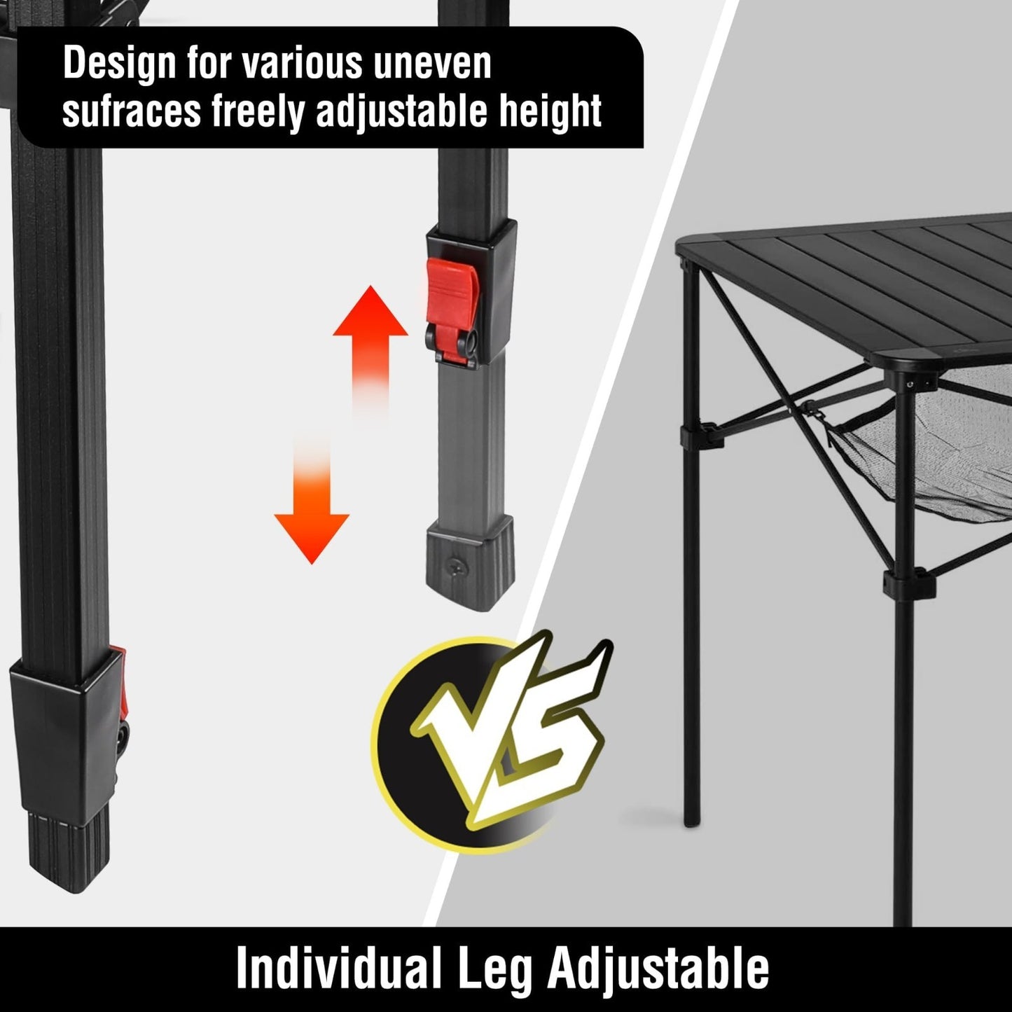 Lightweight Adjustable Folding Camping Table with Carry Bag - Outdoor Picnic BBQ5