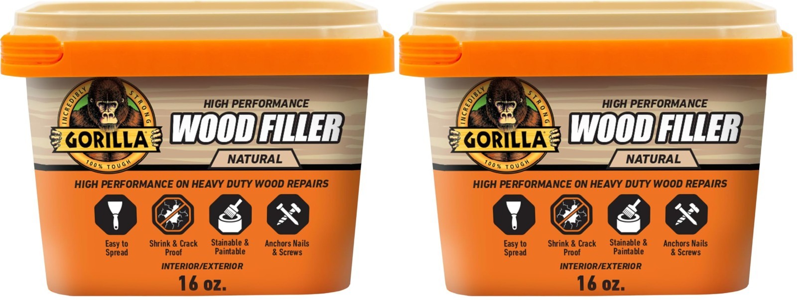 All Purpose Wood Filler   Natural Finish, 16oz Tub (2 Pack)   Water Resistant fo1