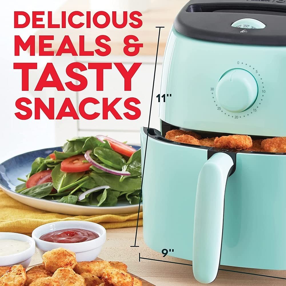 Compact Air Fryer with Adjustable Temperature Control - 2.6 Quarts - Nonstick Ba5