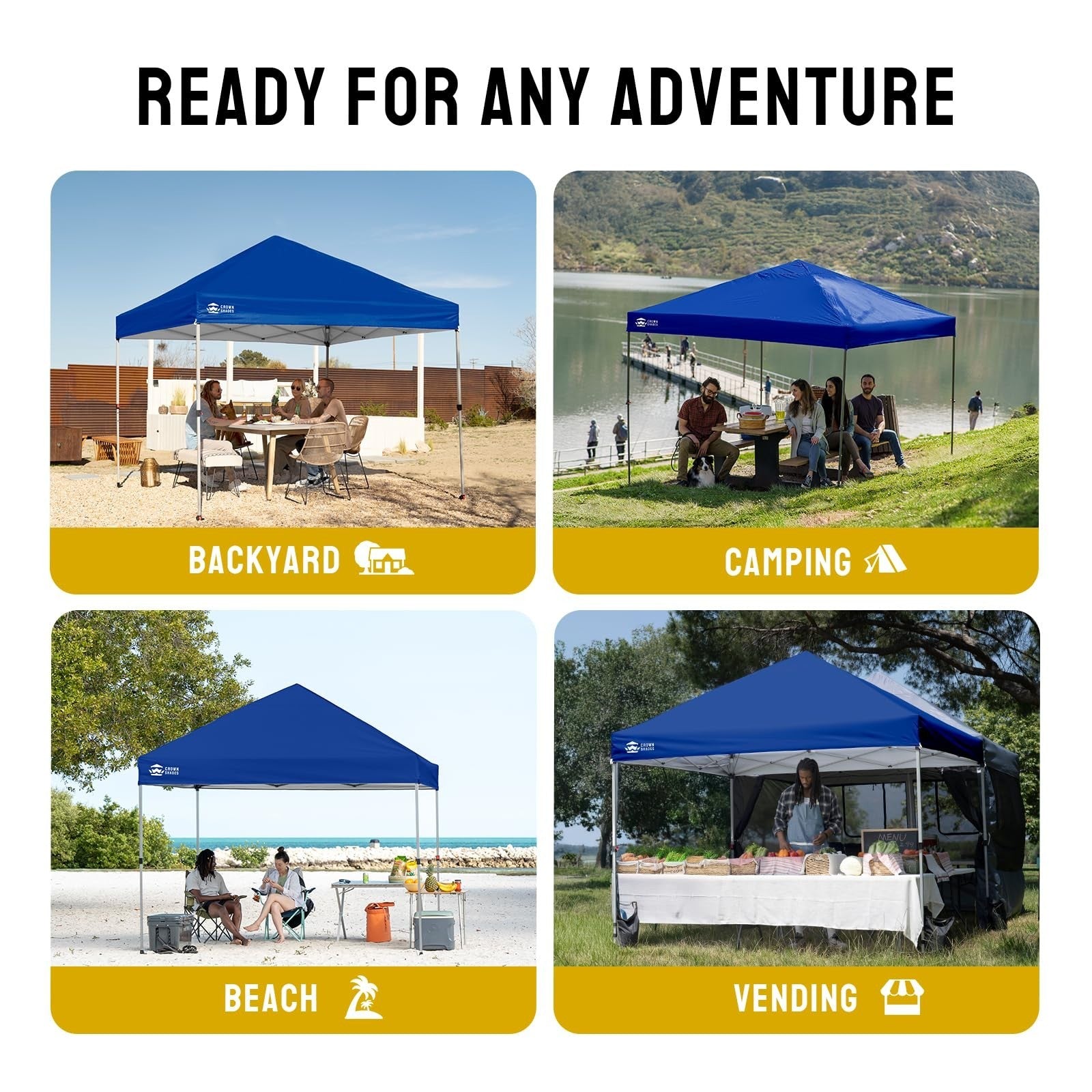 8x8 Pop Up Canopy Tent   Easy Setup, Navy Blue Outdoor Shade for Events, Parties4