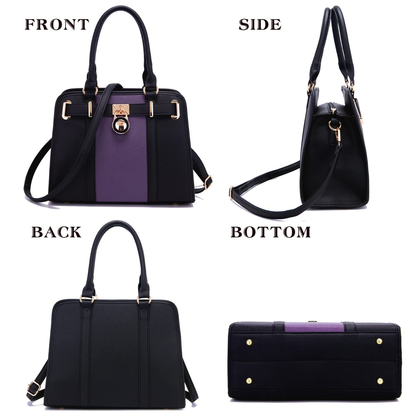 Stylish Women's Structured Satchel Tote Handbag Set with RFID Wallet - Fashion P4