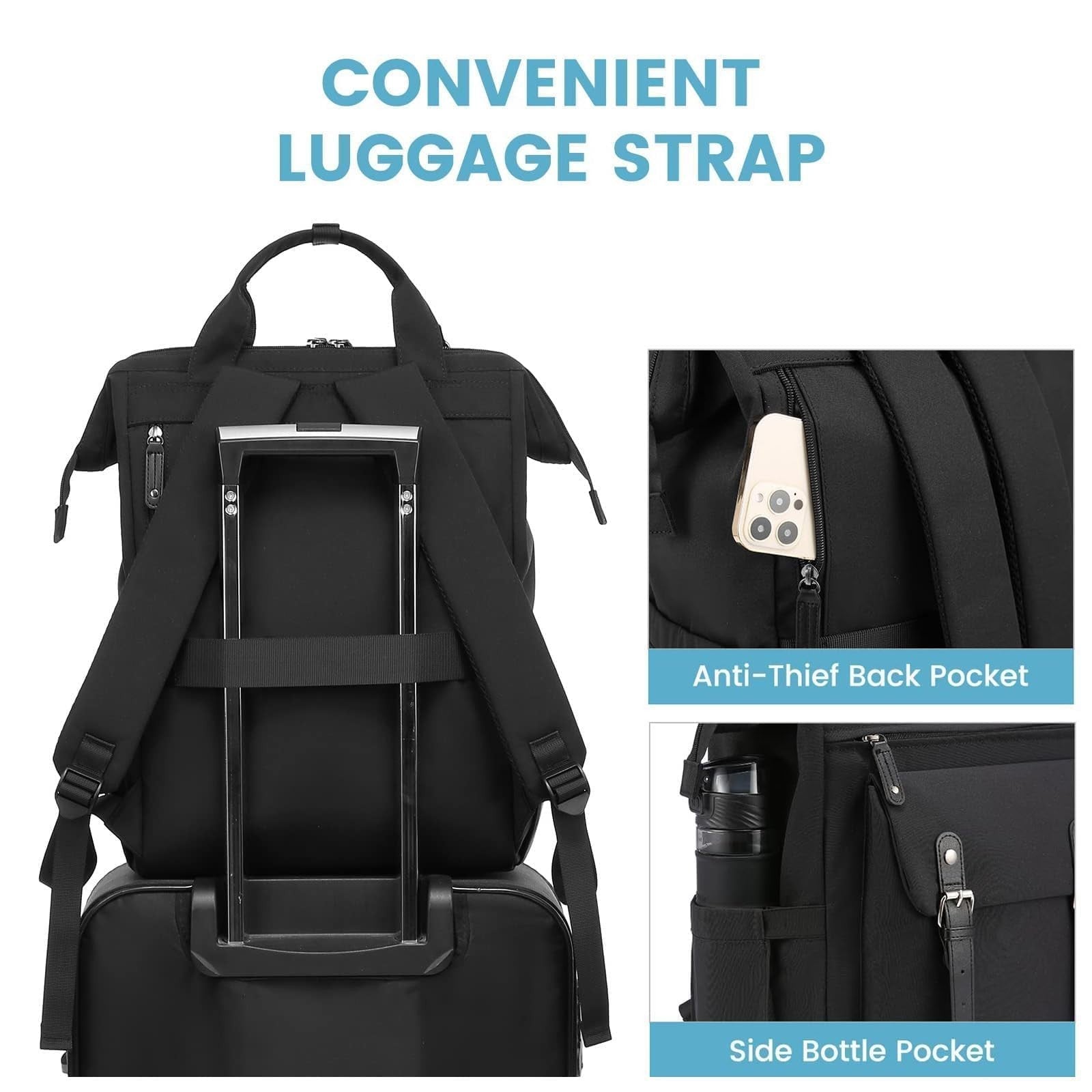 Stylish 15.6" Laptop Backpack for Women, Water Resistant Travel Bag, College Boo4