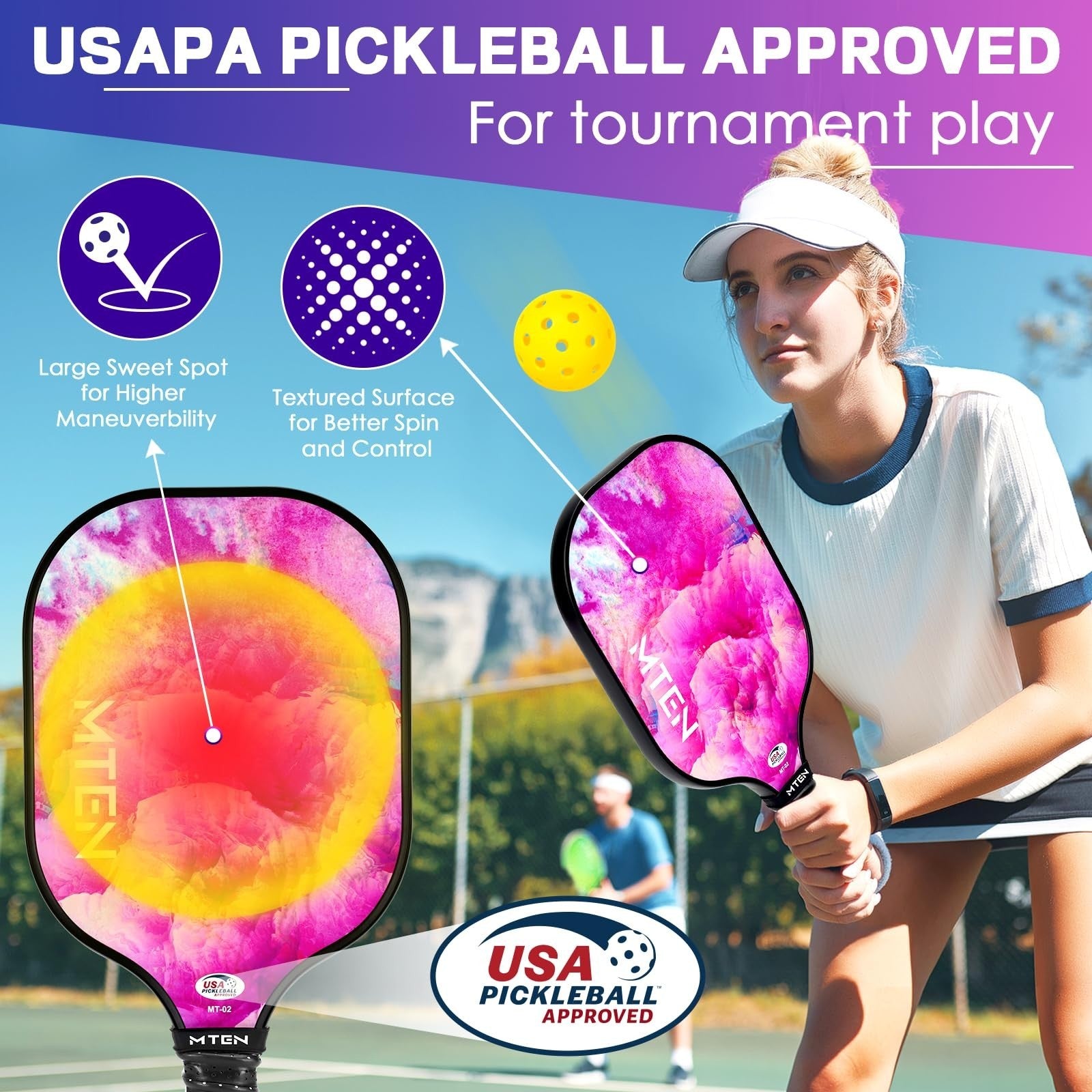 Pickleball Paddle Set of 2/4/1 - USAPA Approved Fiberglass Rackets, Lightweight2